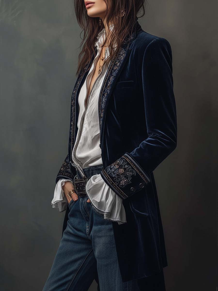 Elaine Hart London Octavia Women's Embroidered Longline Jacket