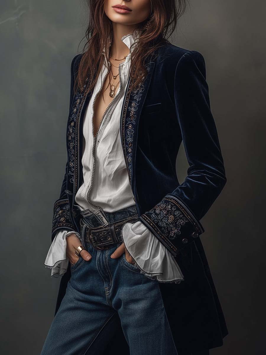 Elaine Hart London Octavia Women's Embroidered Longline Jacket