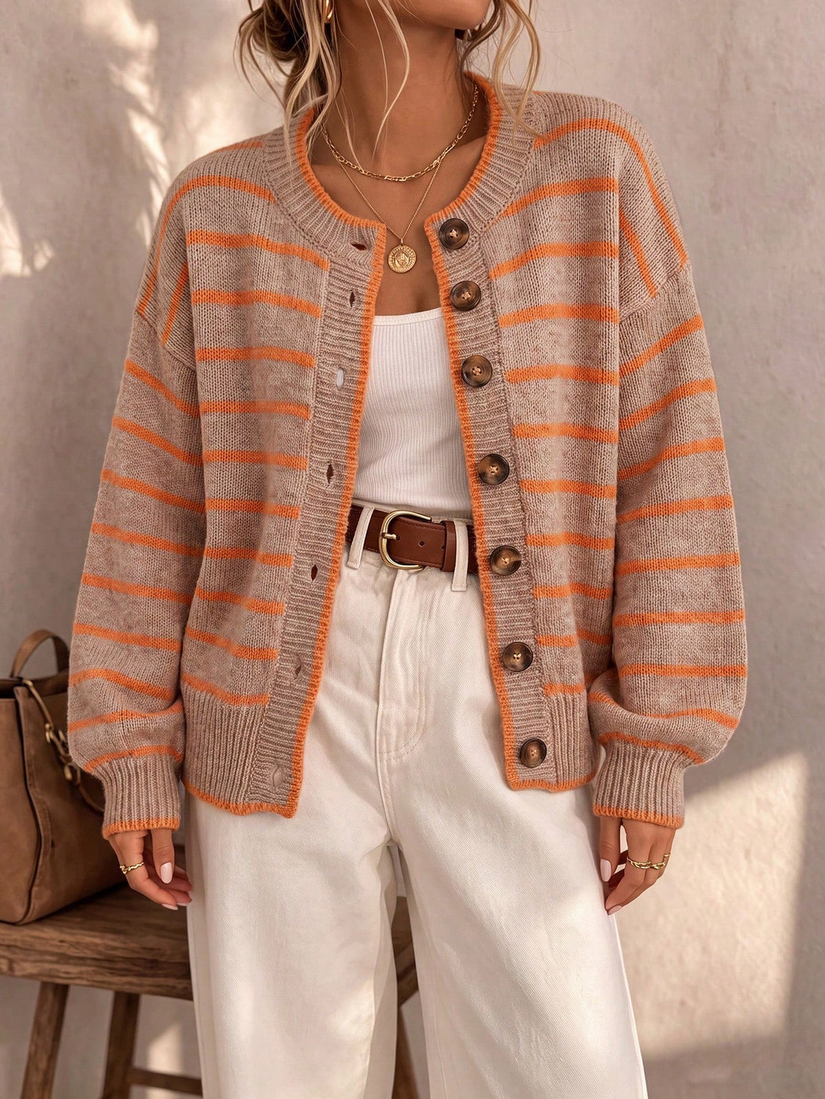 Lucienne Striped Knit Cardigan | SIMSHA