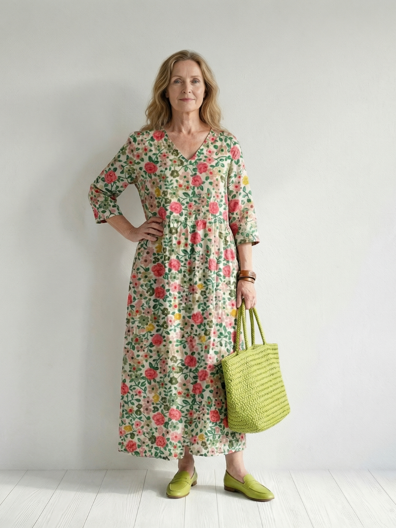 Camille Flattering Print Midi Dress