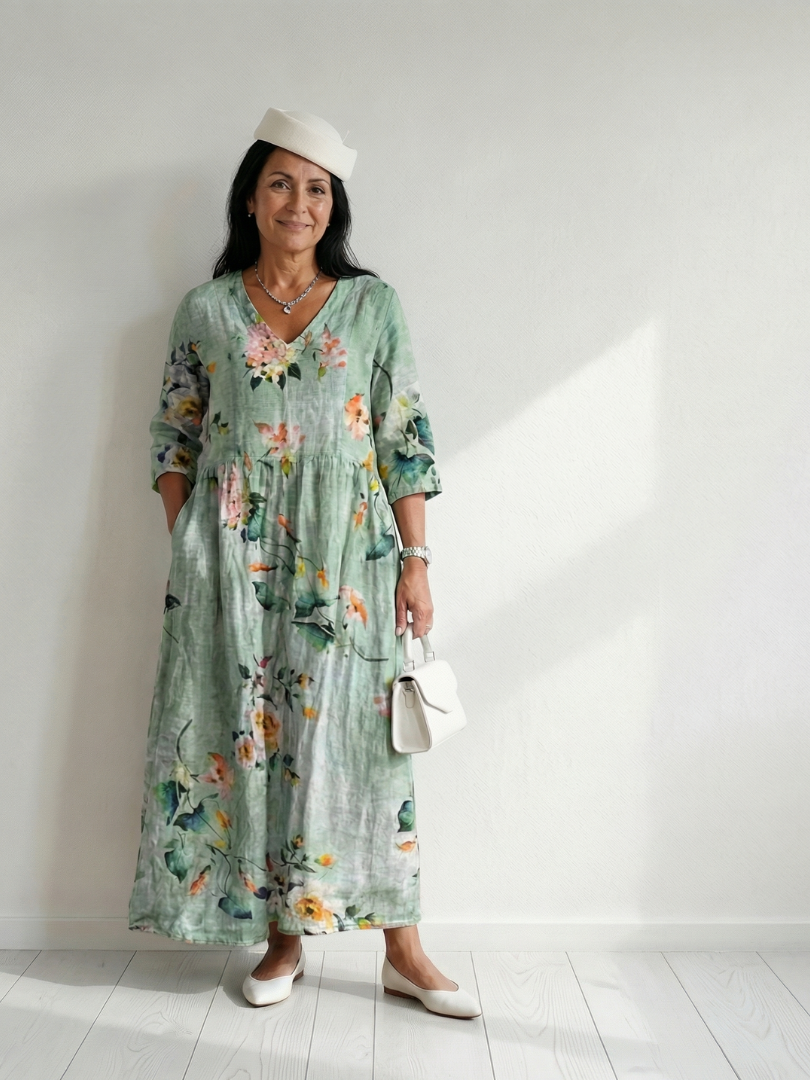 Clara Elegant Floral Midi Dress