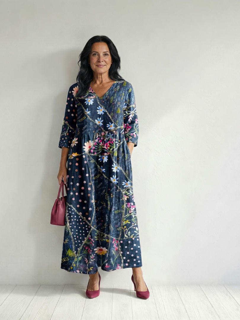 Genevieve Elegant Drape Midi Dress
