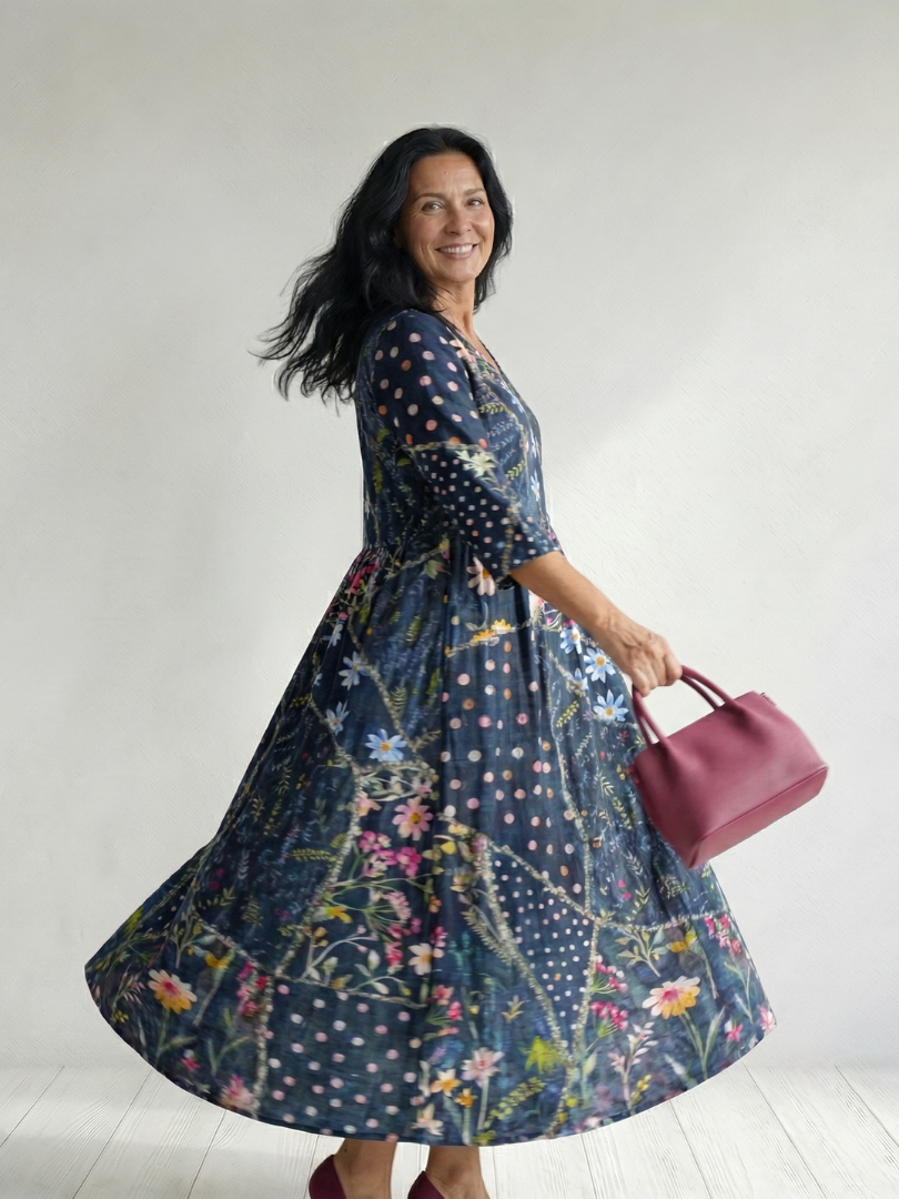 Genevieve Elegant Drape Midi Dress