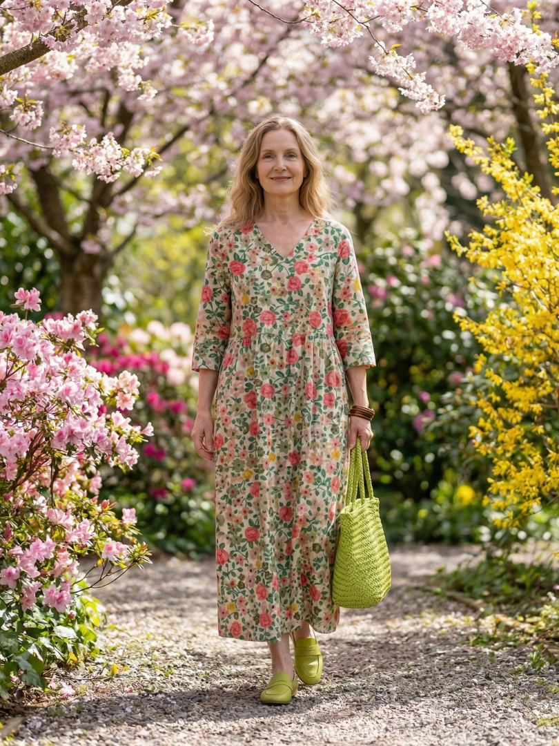 Camille Flattering Print Midi Dress