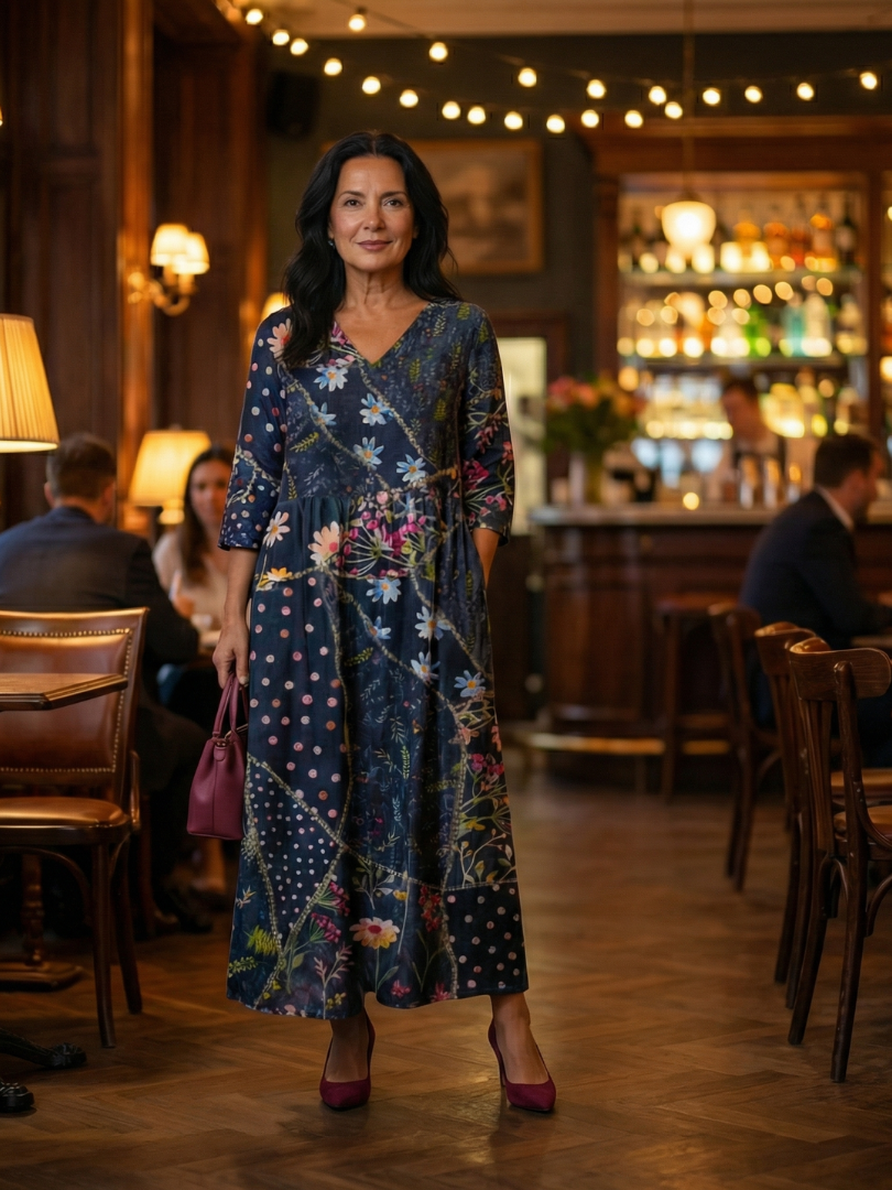 Genevieve Elegant Drape Midi Dress