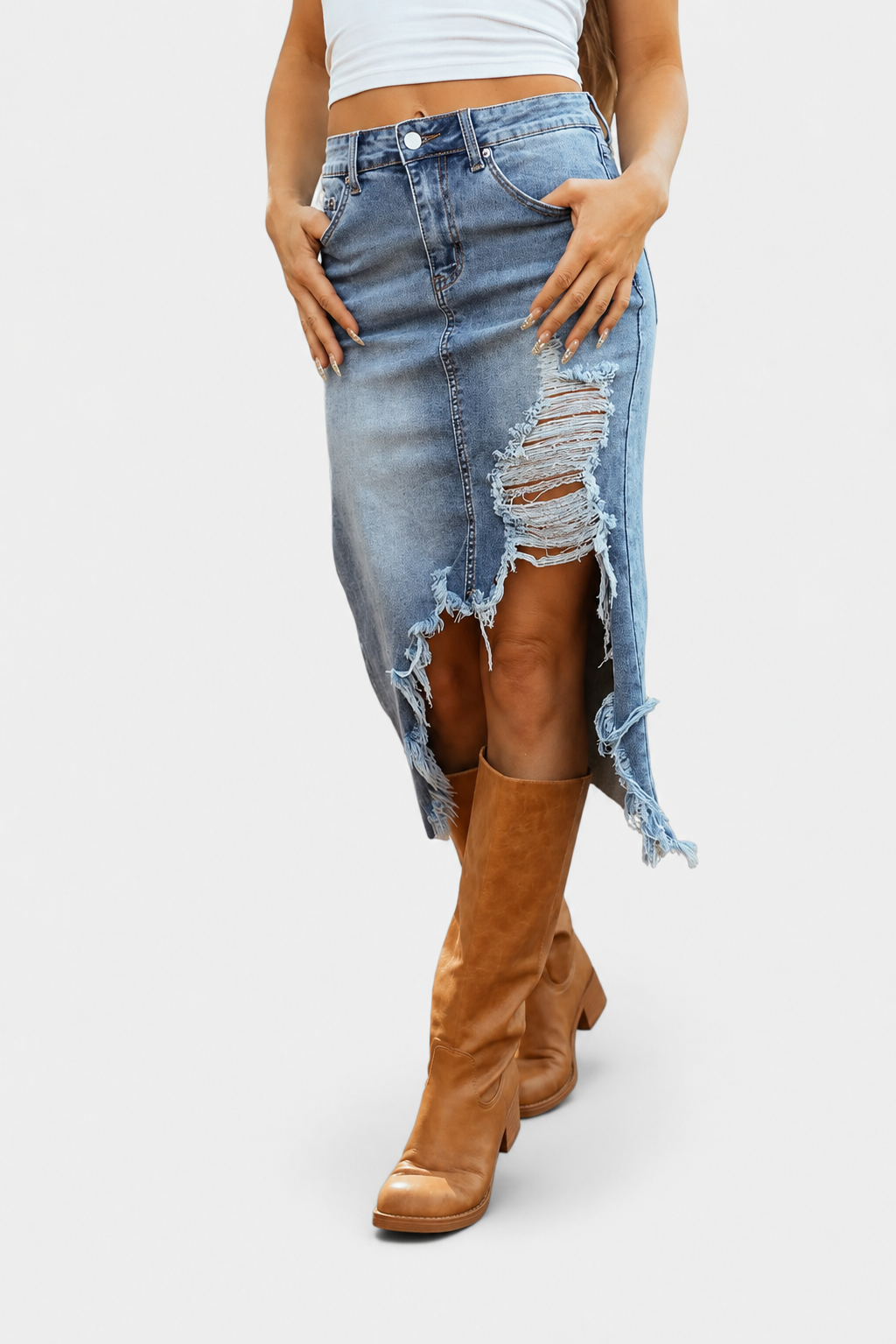 Mila Relaxed Denim Maxi Skirt | SIMSHA