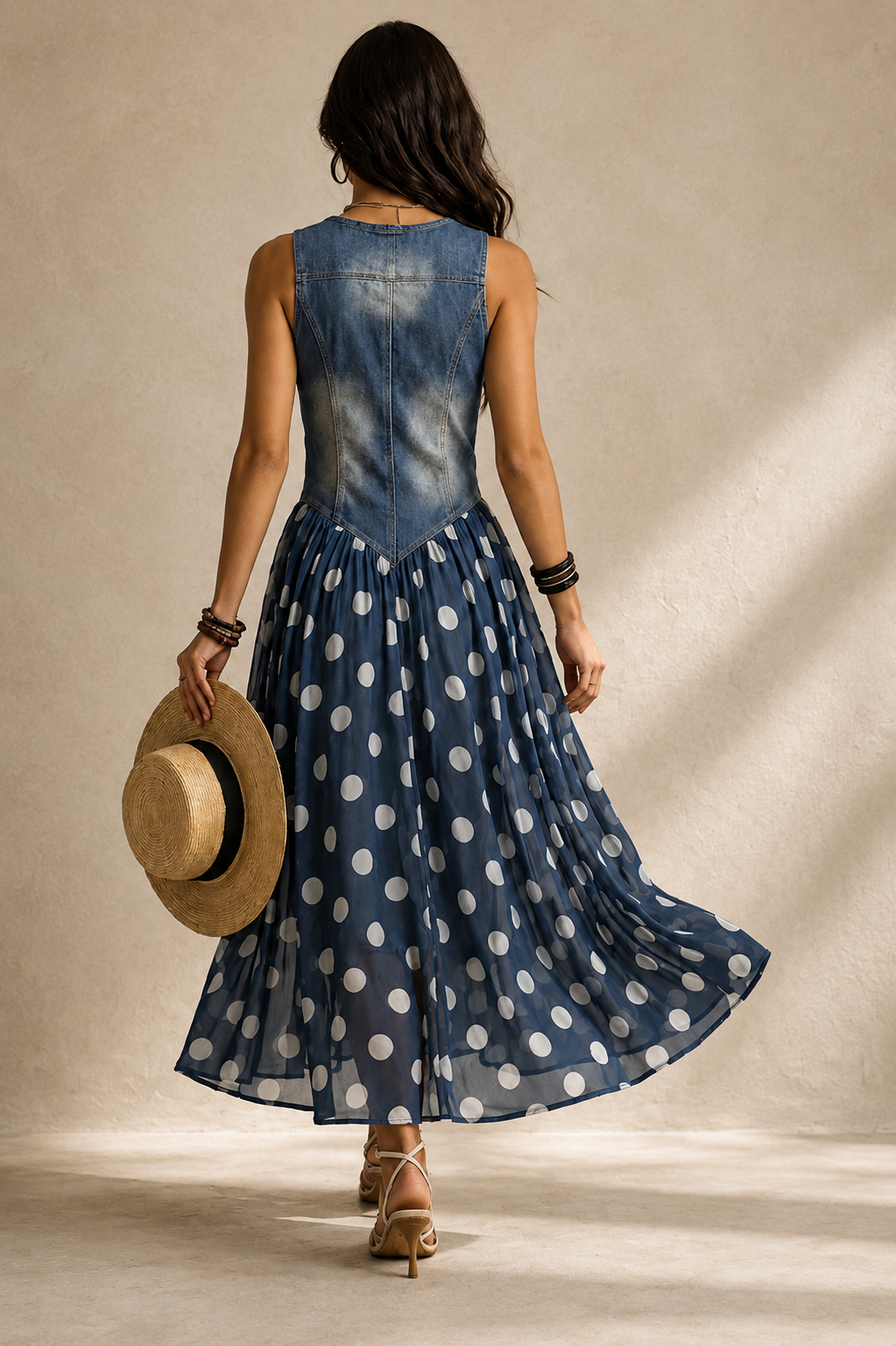 Elodie Polka Dot Chiffon Midi Dress | SIMSHA