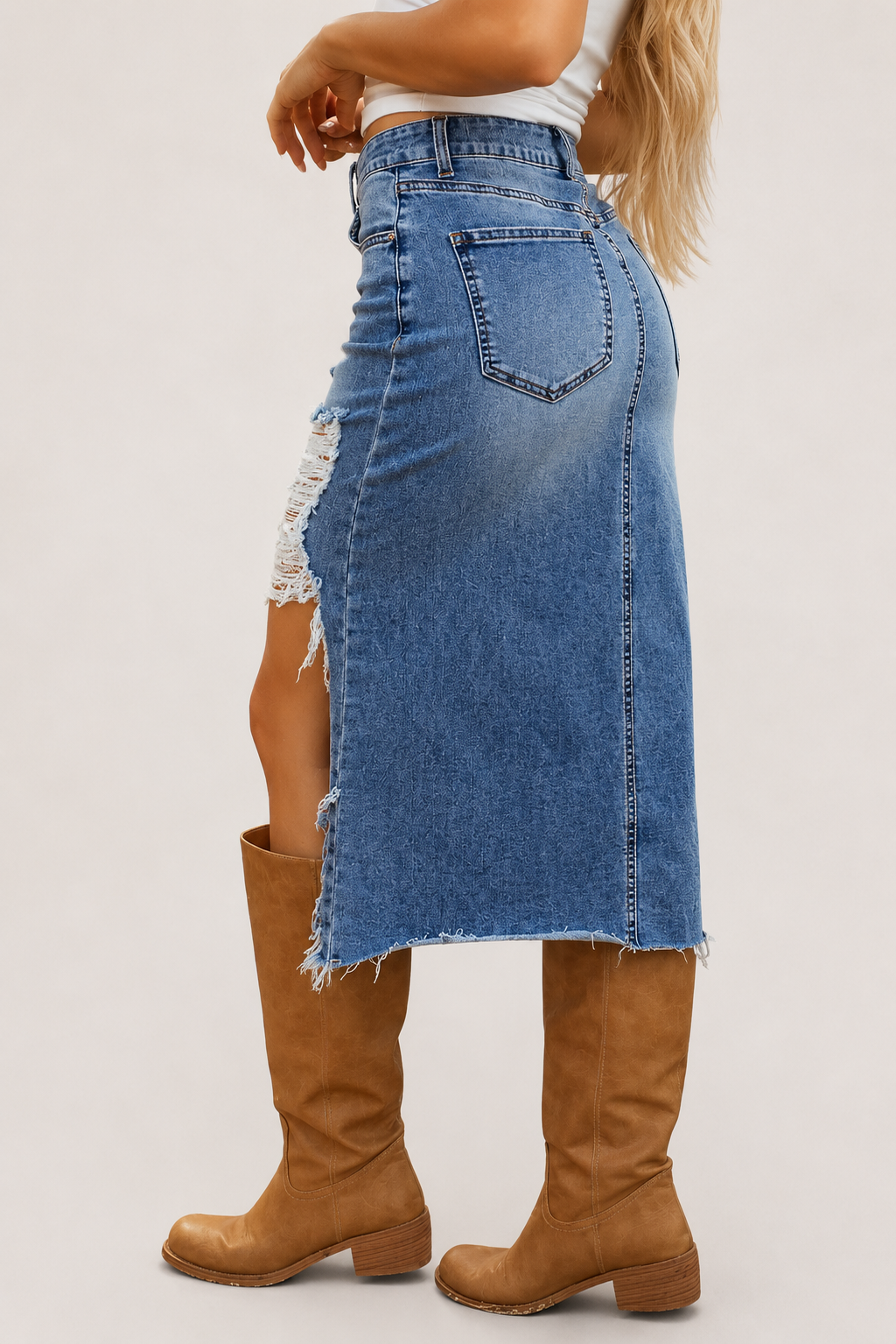 Mila Relaxed Denim Maxi Skirt | SIMSHA