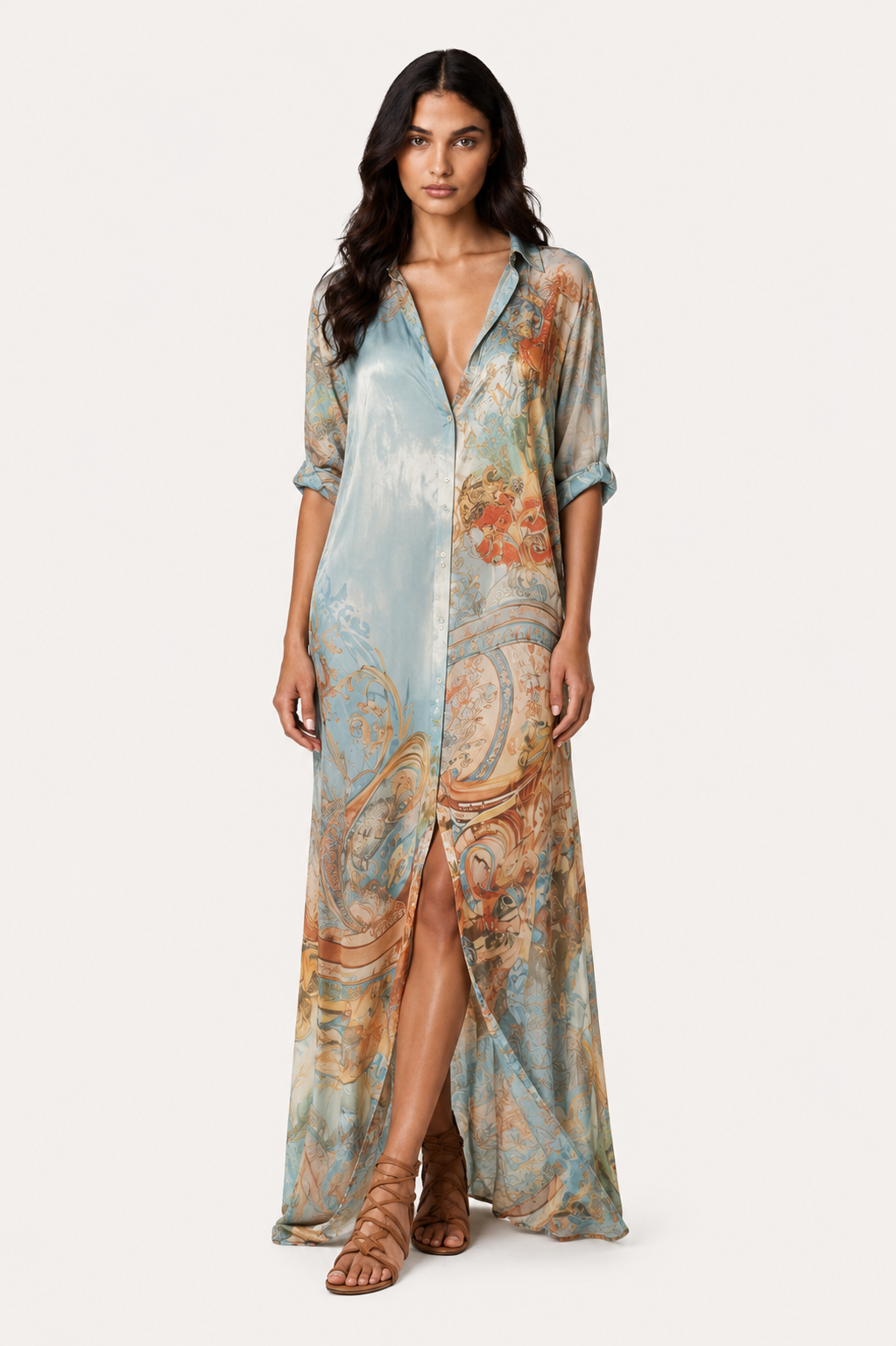 Azure Oasis Maxi Shirt Dress | SIMSHA