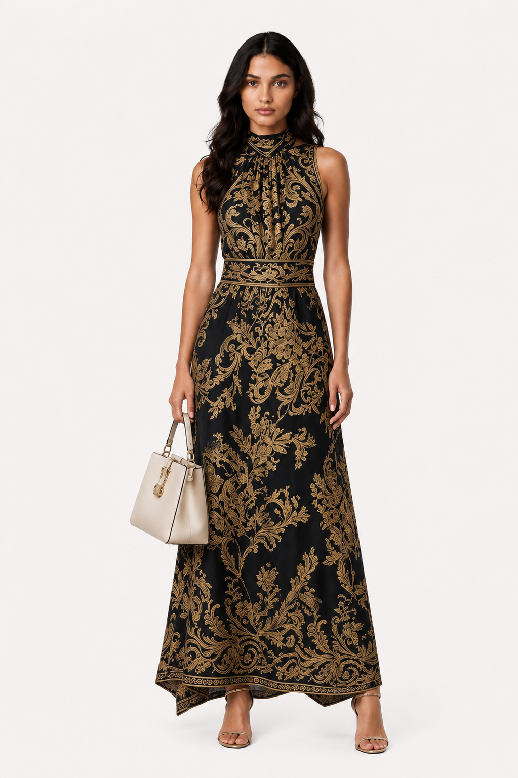 Royal Noir Baroque Maxi Dress | SIMSHA