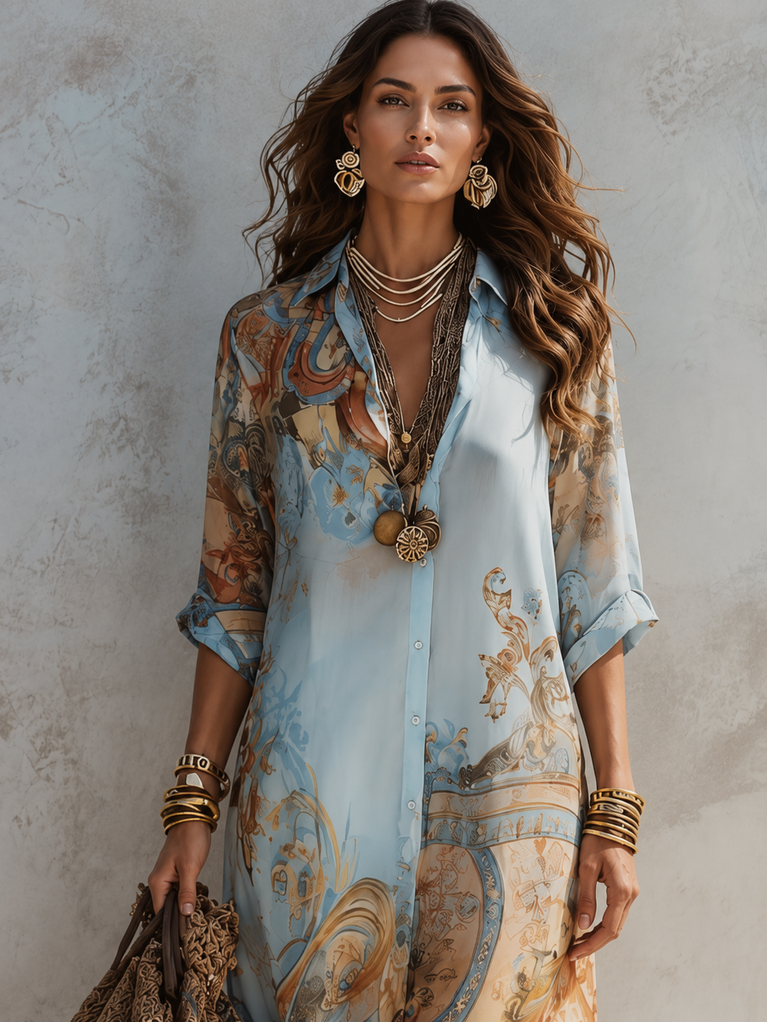 Azure Oasis Maxi Shirt Dress | SIMSHA