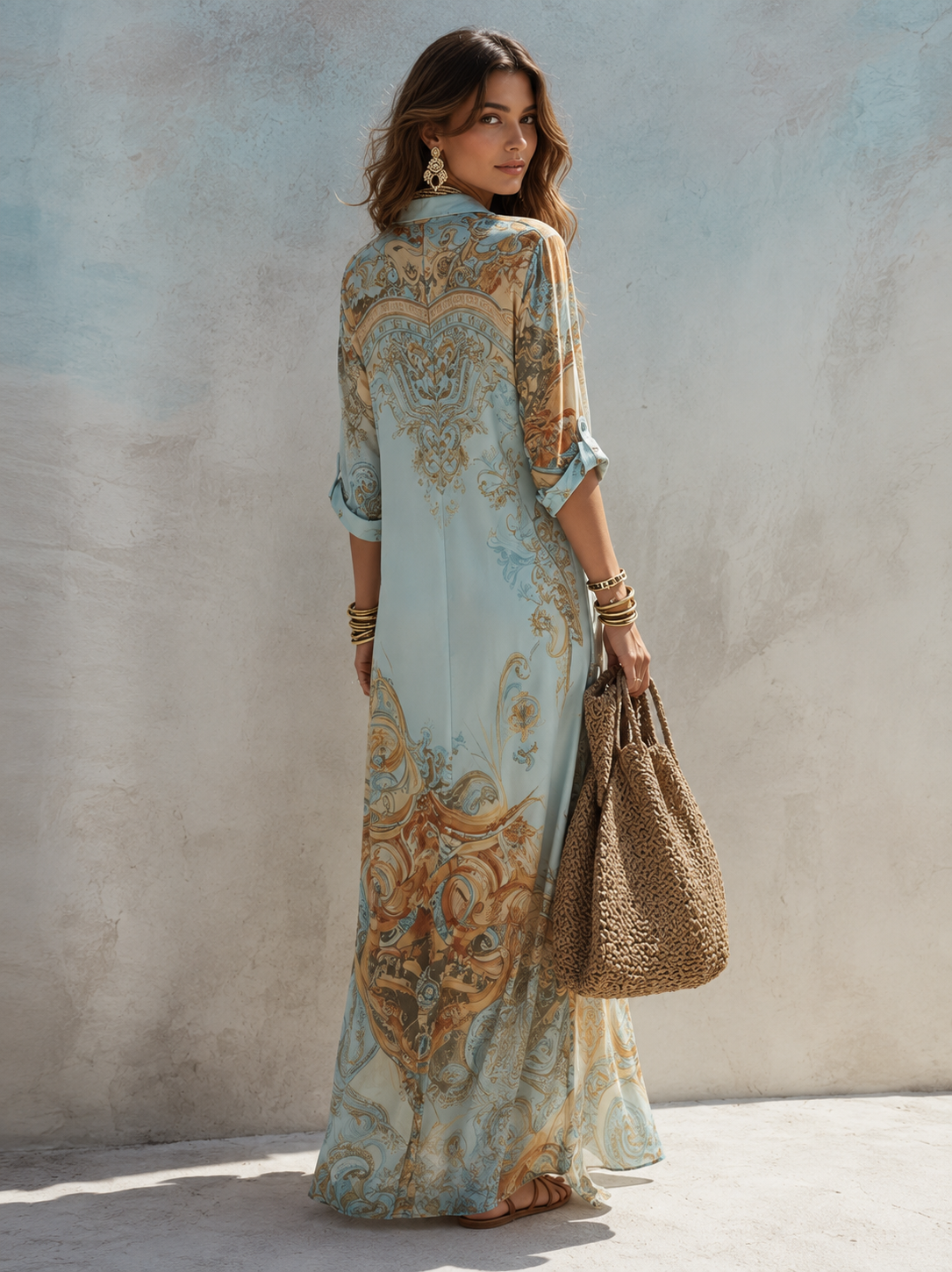Azure Oasis Maxi Shirt Dress | SIMSHA
