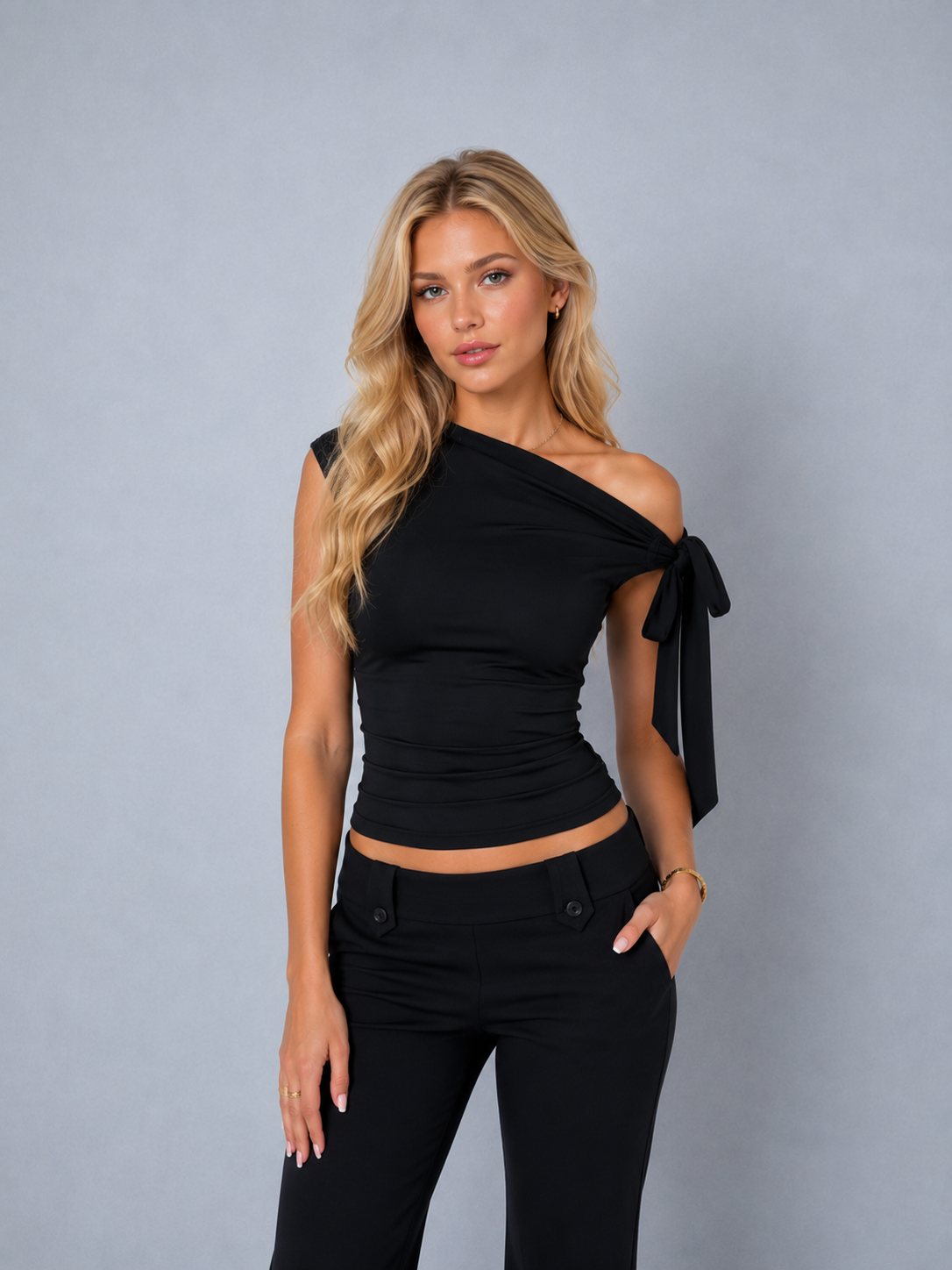 Celeste One-Shoulder Tie Top | SIMSHA