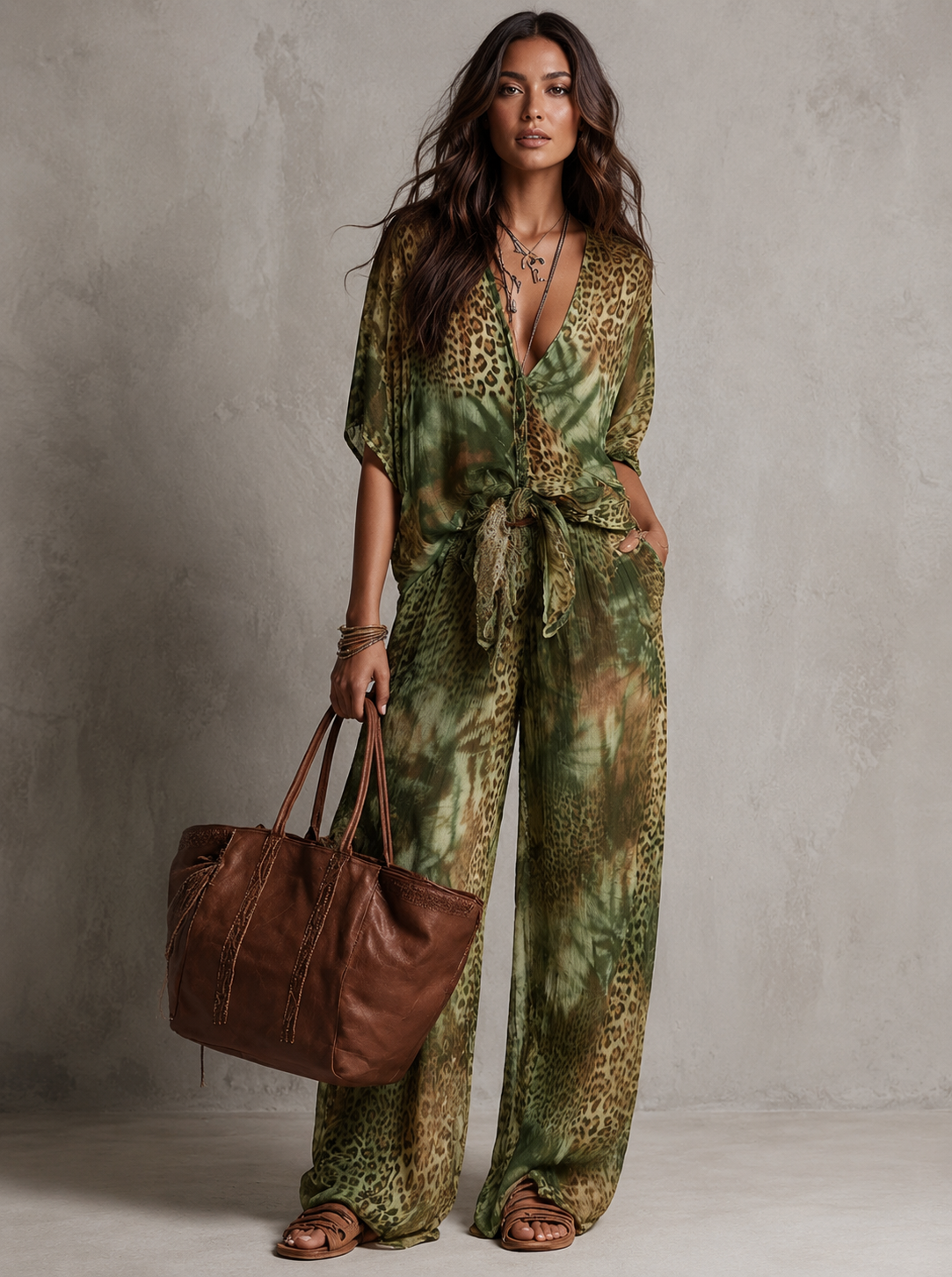 Safari Luxe Tie-Front Set | SIMSHA