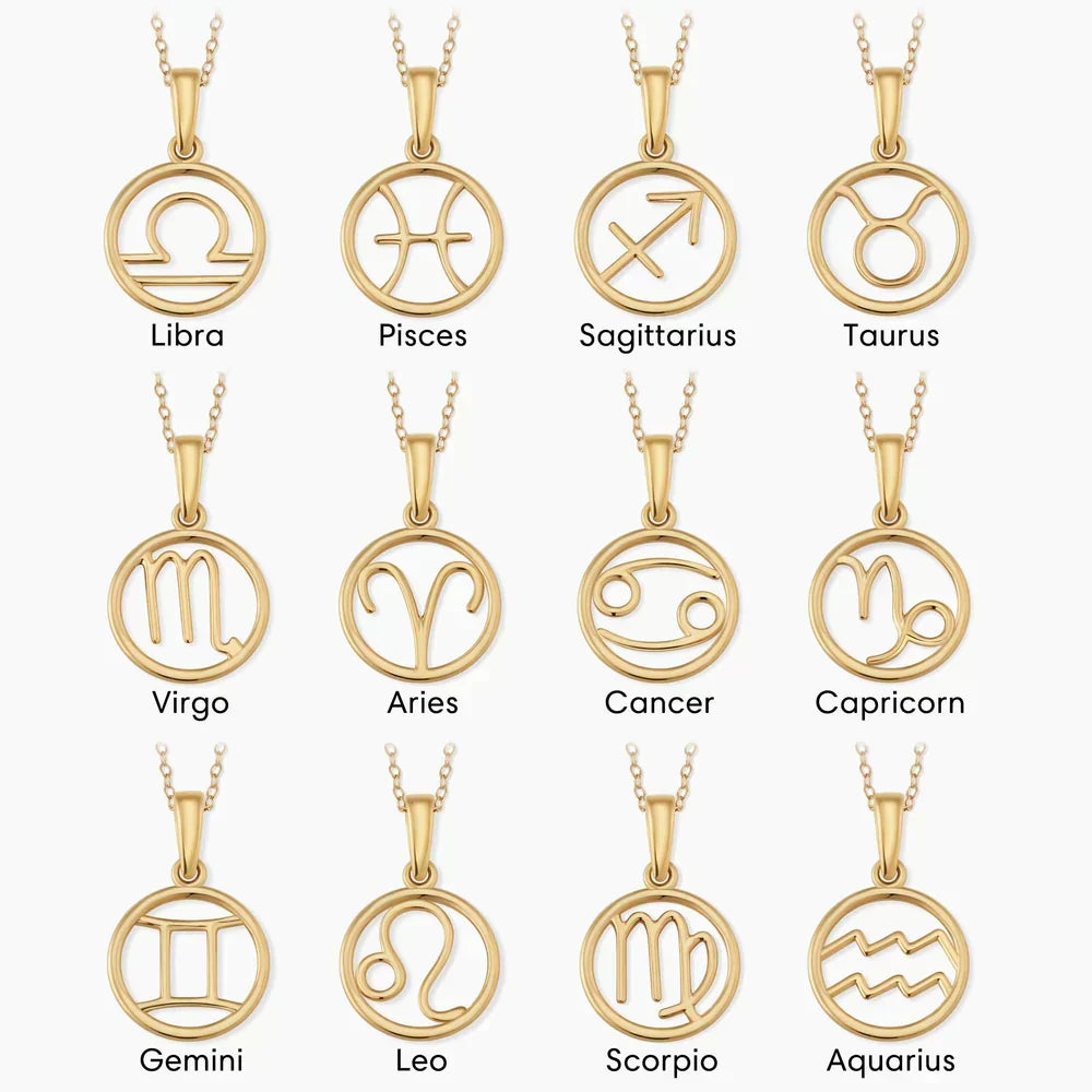 Gold Necklace with Zodiac Sign Symbol