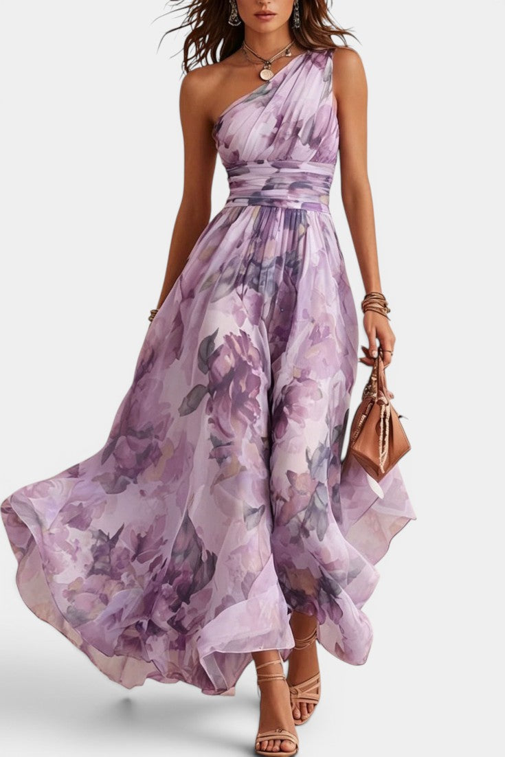Seraphina Floral One-Shoulder Maxi Dress | SIMSHA