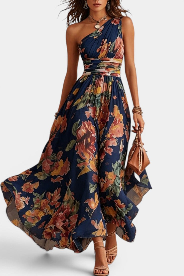 Seraphina Floral One-Shoulder Maxi Dress | SIMSHA