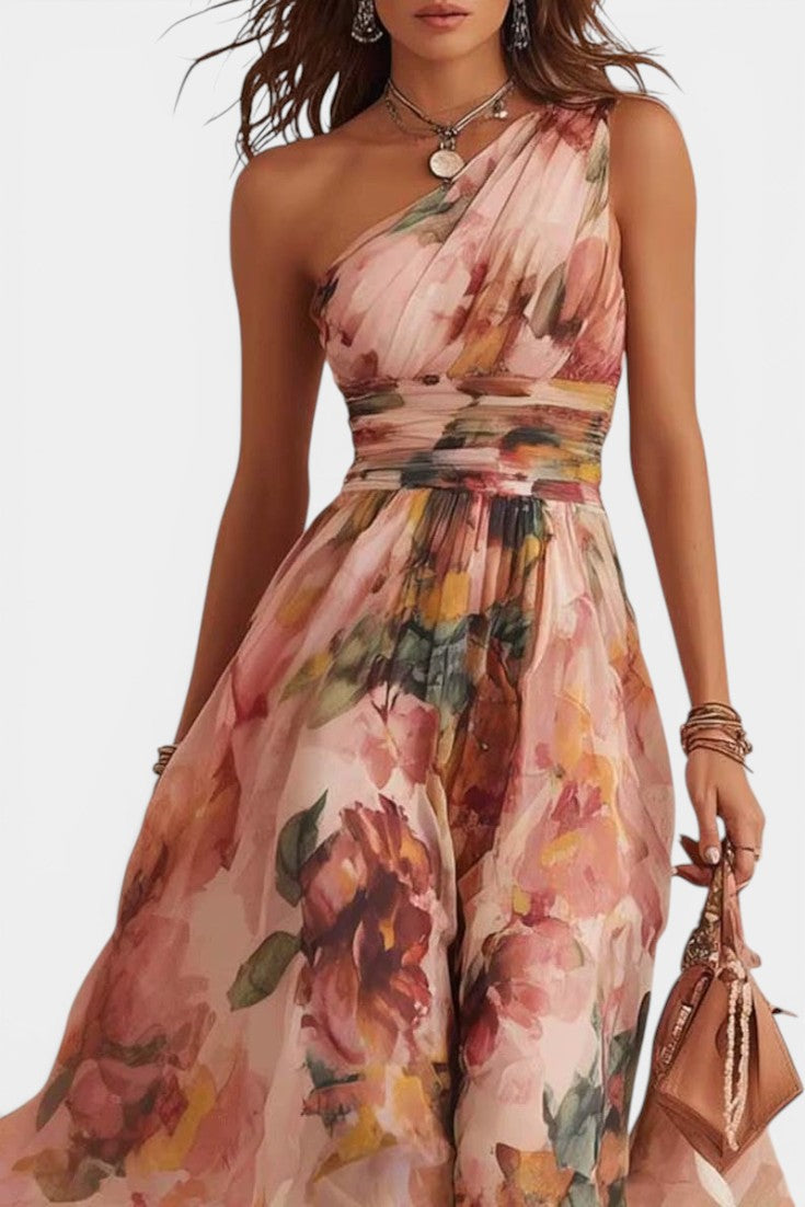 Seraphina Floral One-Shoulder Maxi Dress | SIMSHA