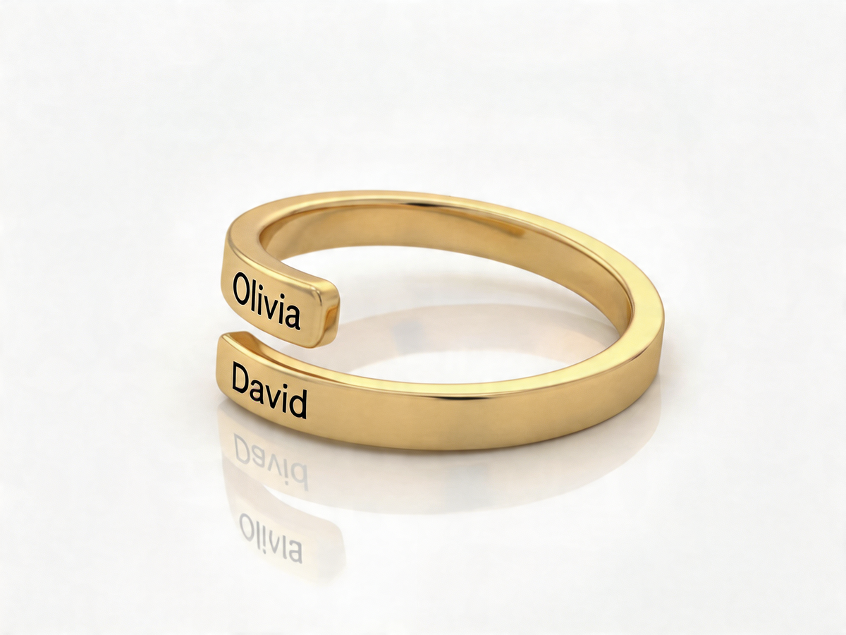 Adjustable Double Name Ring