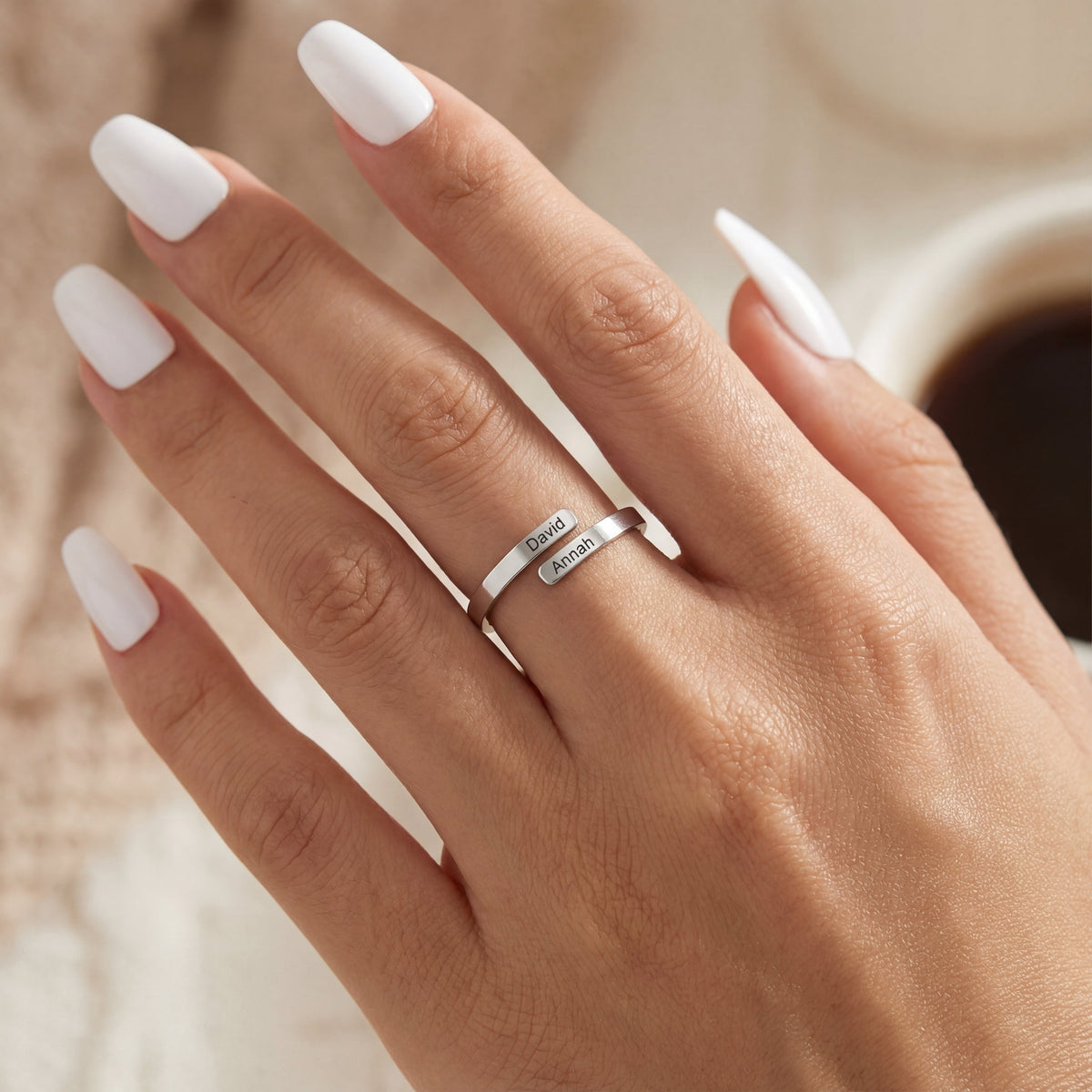 Adjustable Double Name Ring