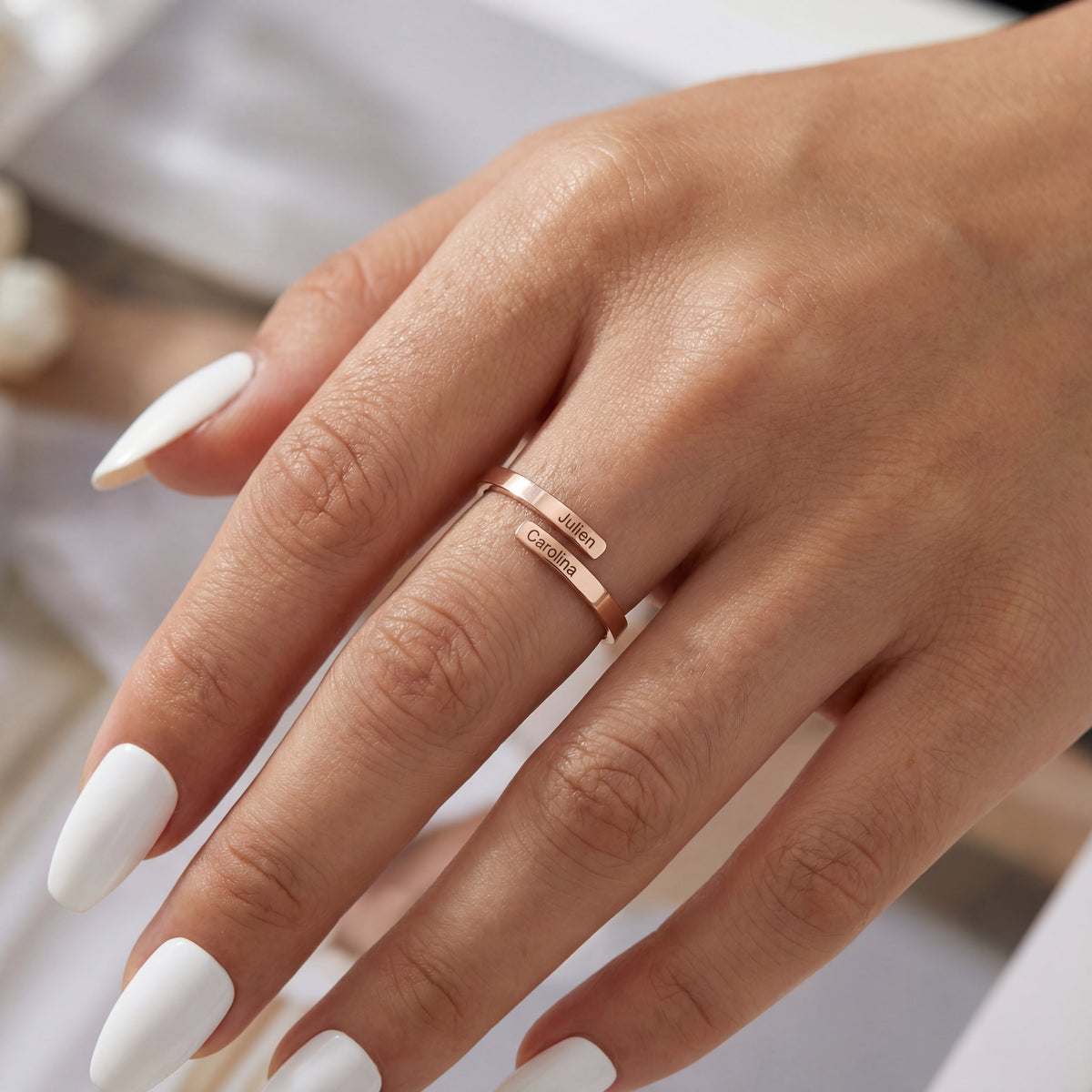 Adjustable Double Name Ring