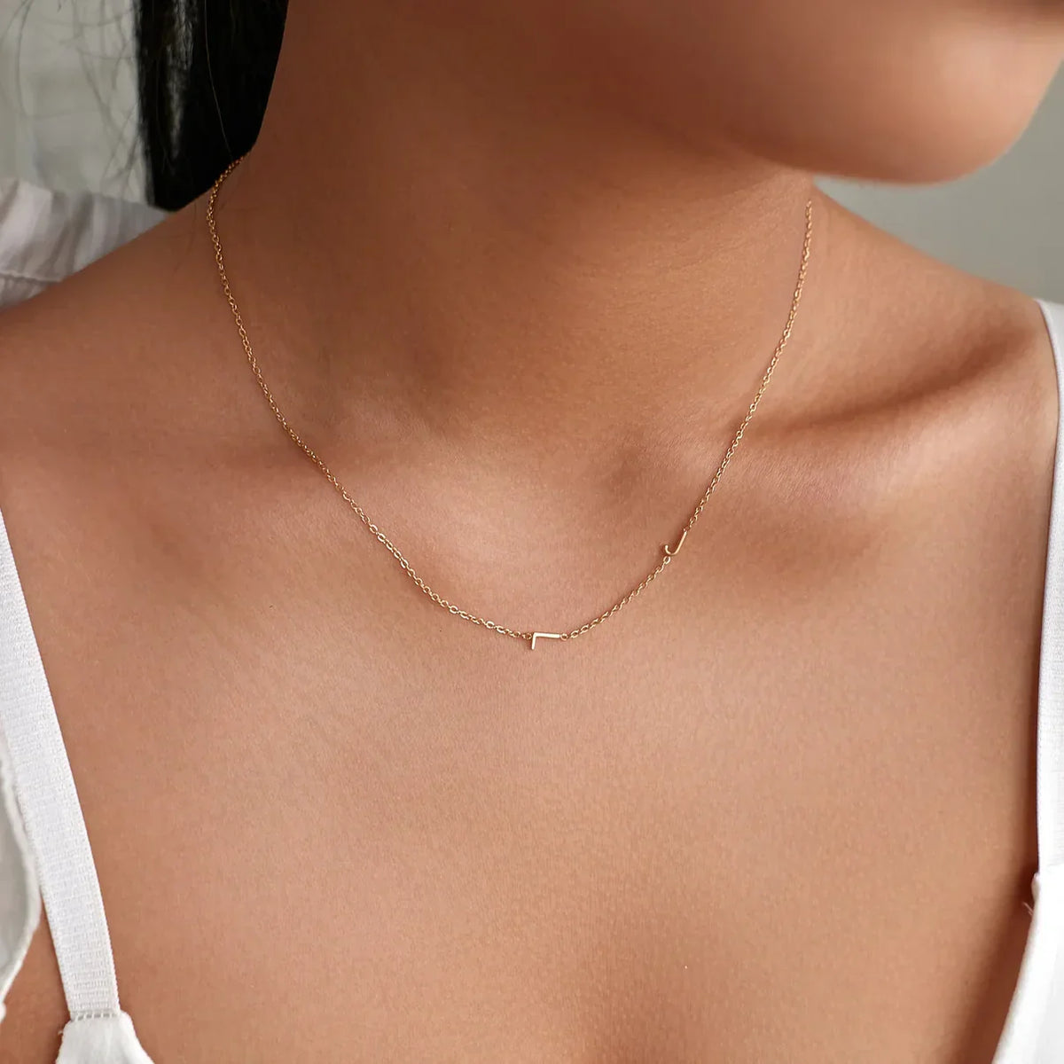 Personalised Necklace with Side Initial