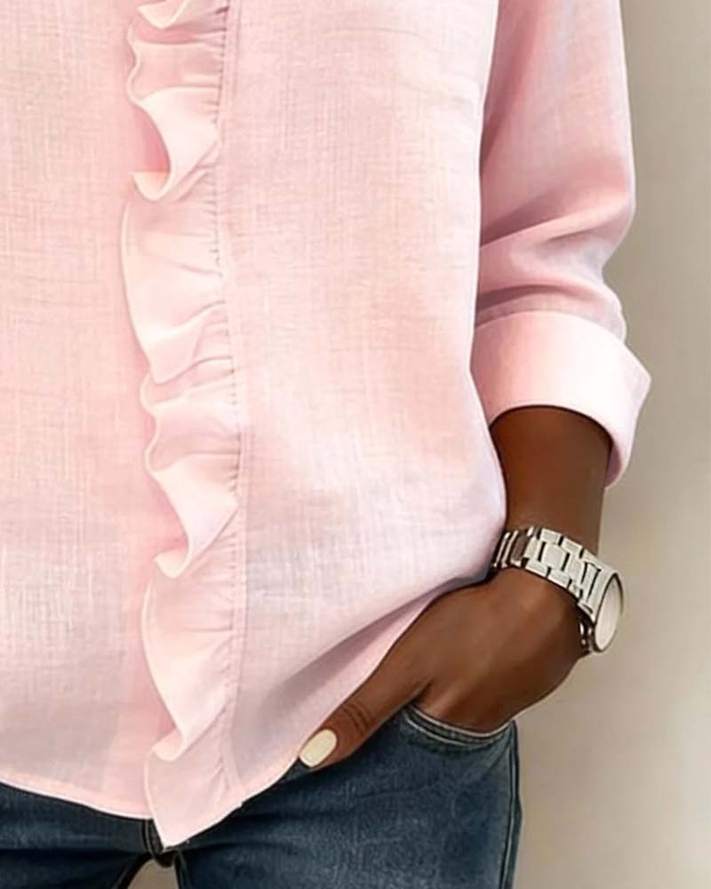 Elara Ruffle V-Neck Blouse | SIMSHA.