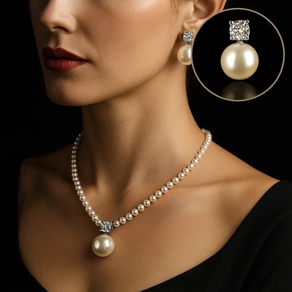 Catherine™ | Diamond Pearl Jewellery Set