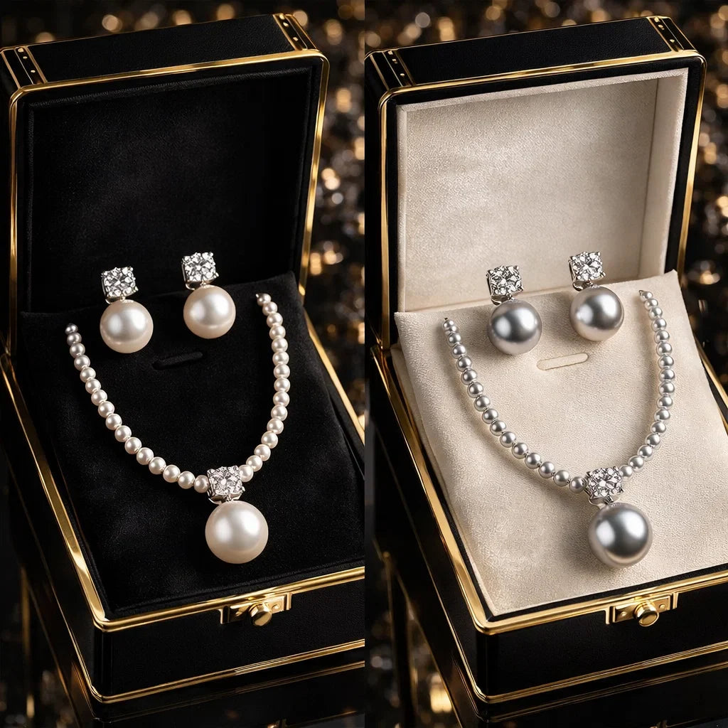Catherine™ | Diamond Pearl Jewellery Set