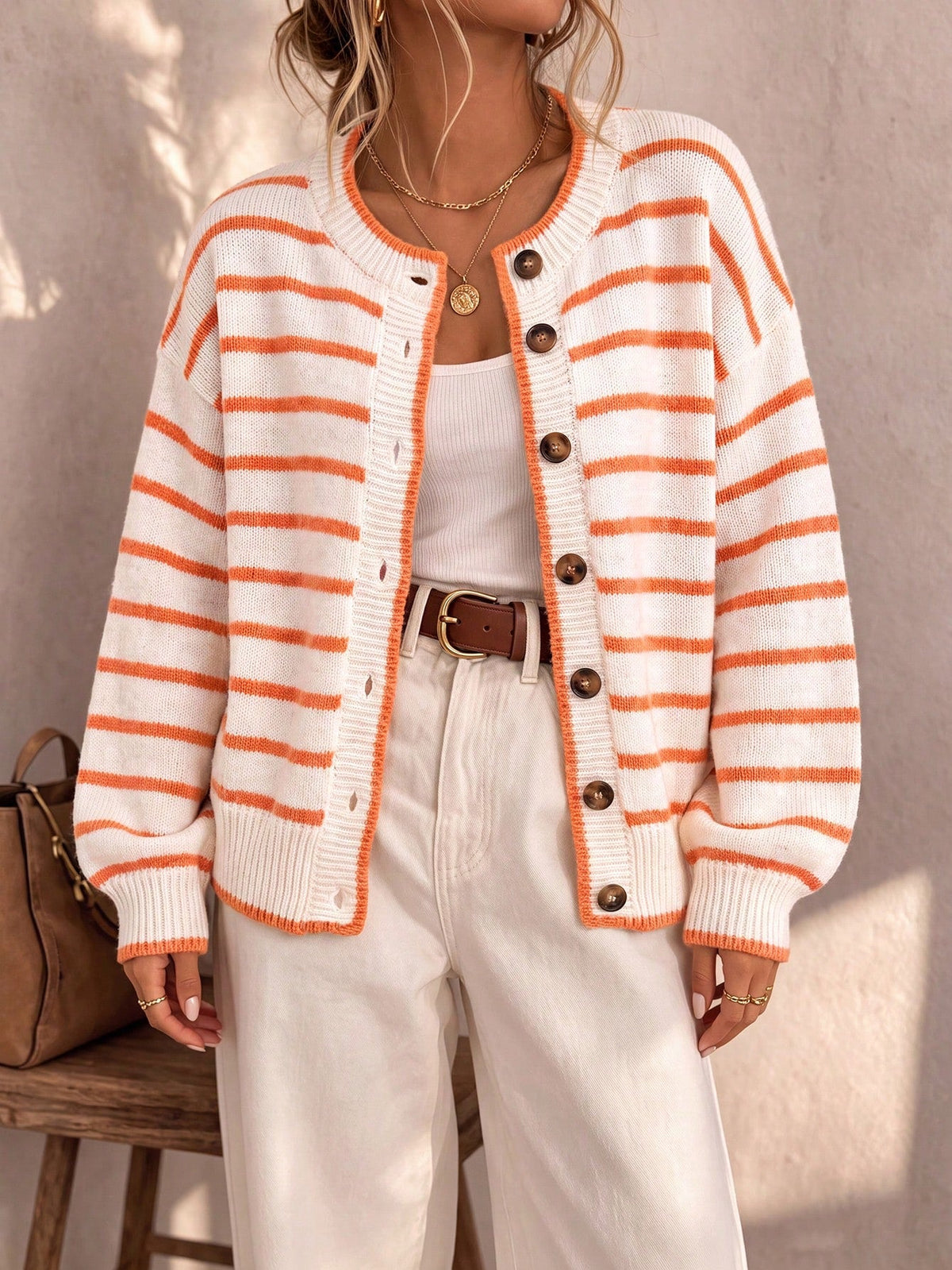 Lucienne Striped Knit Cardigan | SIMSHA