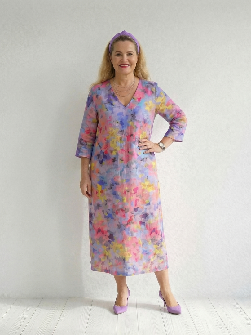 Vivienne Elegant Print Midi Dress