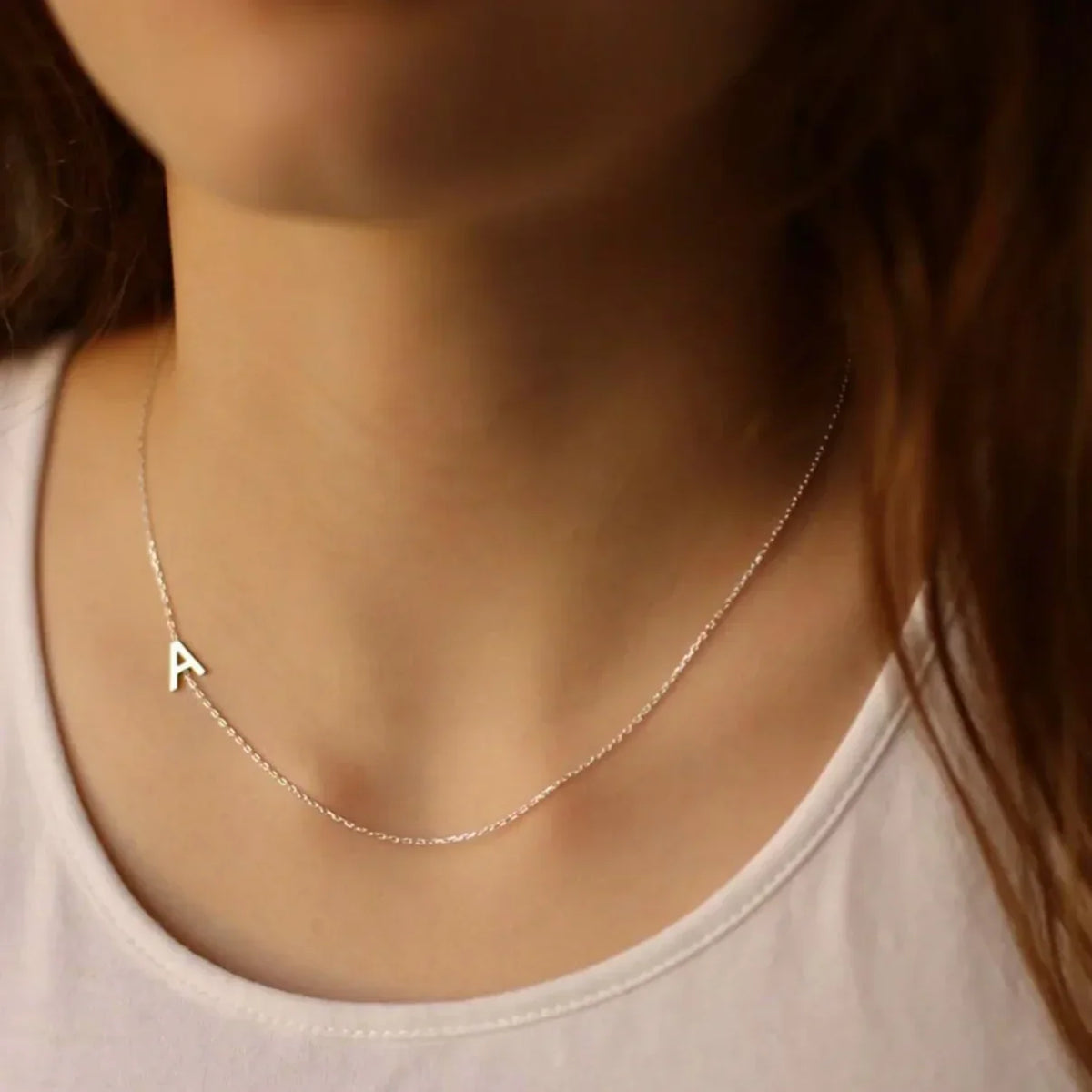 Personalised Necklace with Side Initial