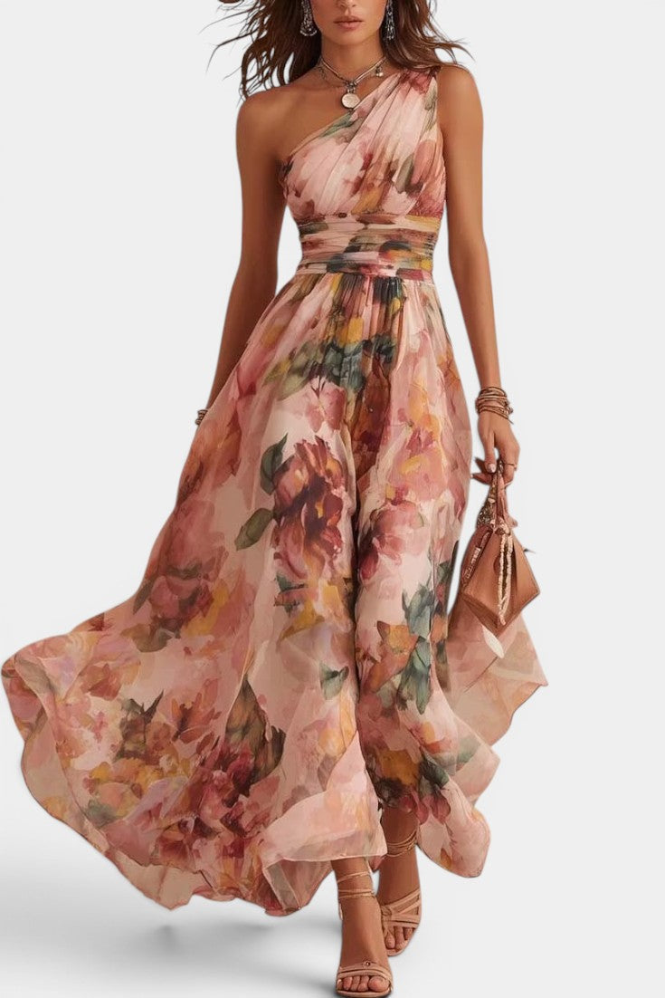Seraphina Floral One-Shoulder Maxi Dress | SIMSHA