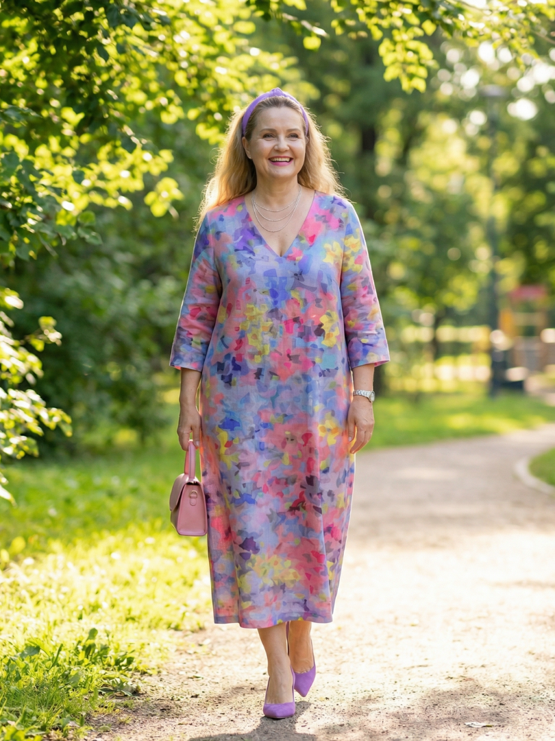 Vivienne Elegant Print Midi Dress