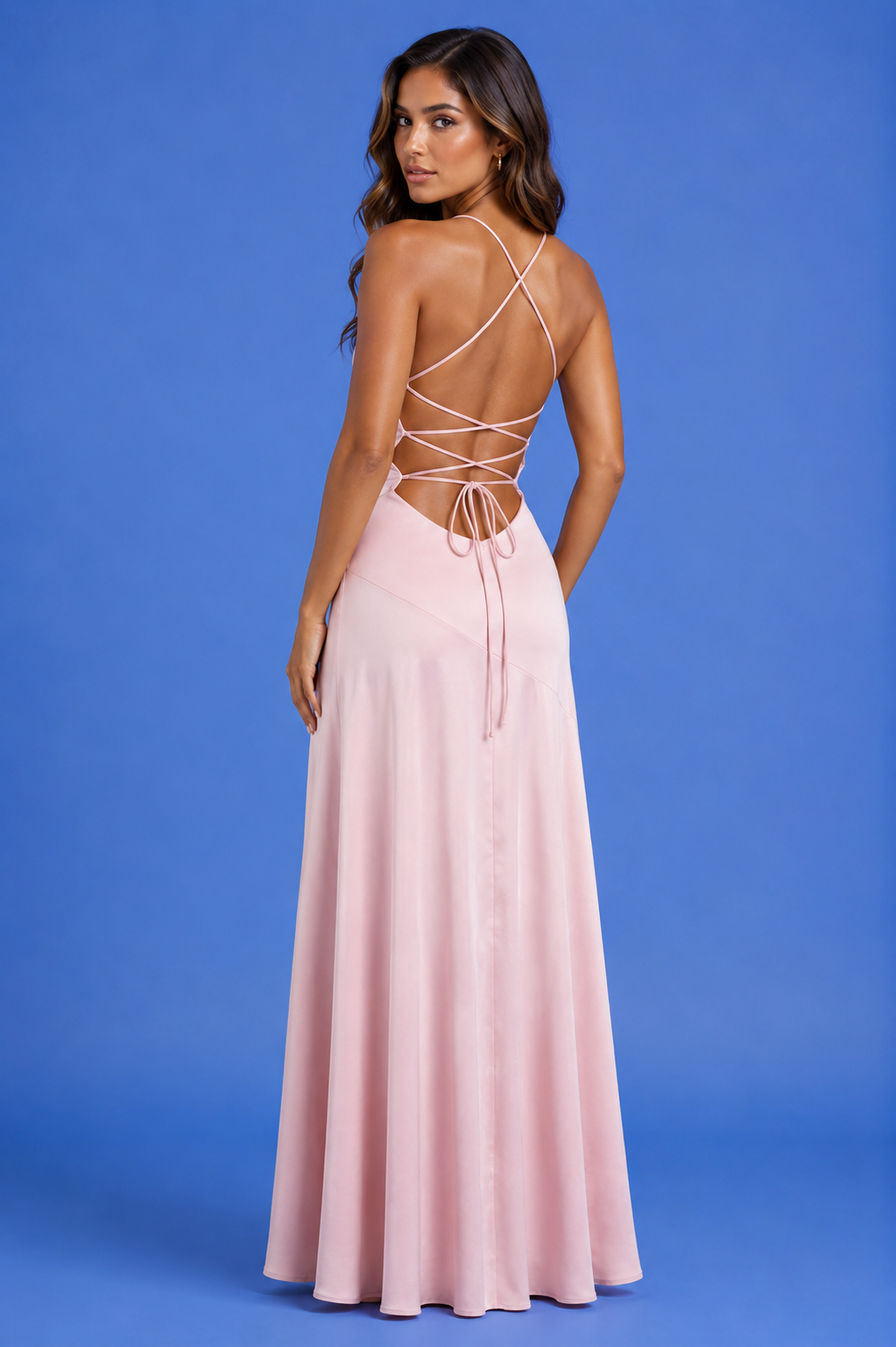 Celeste Satin Ruffle Maxi Dress | SIMSHA