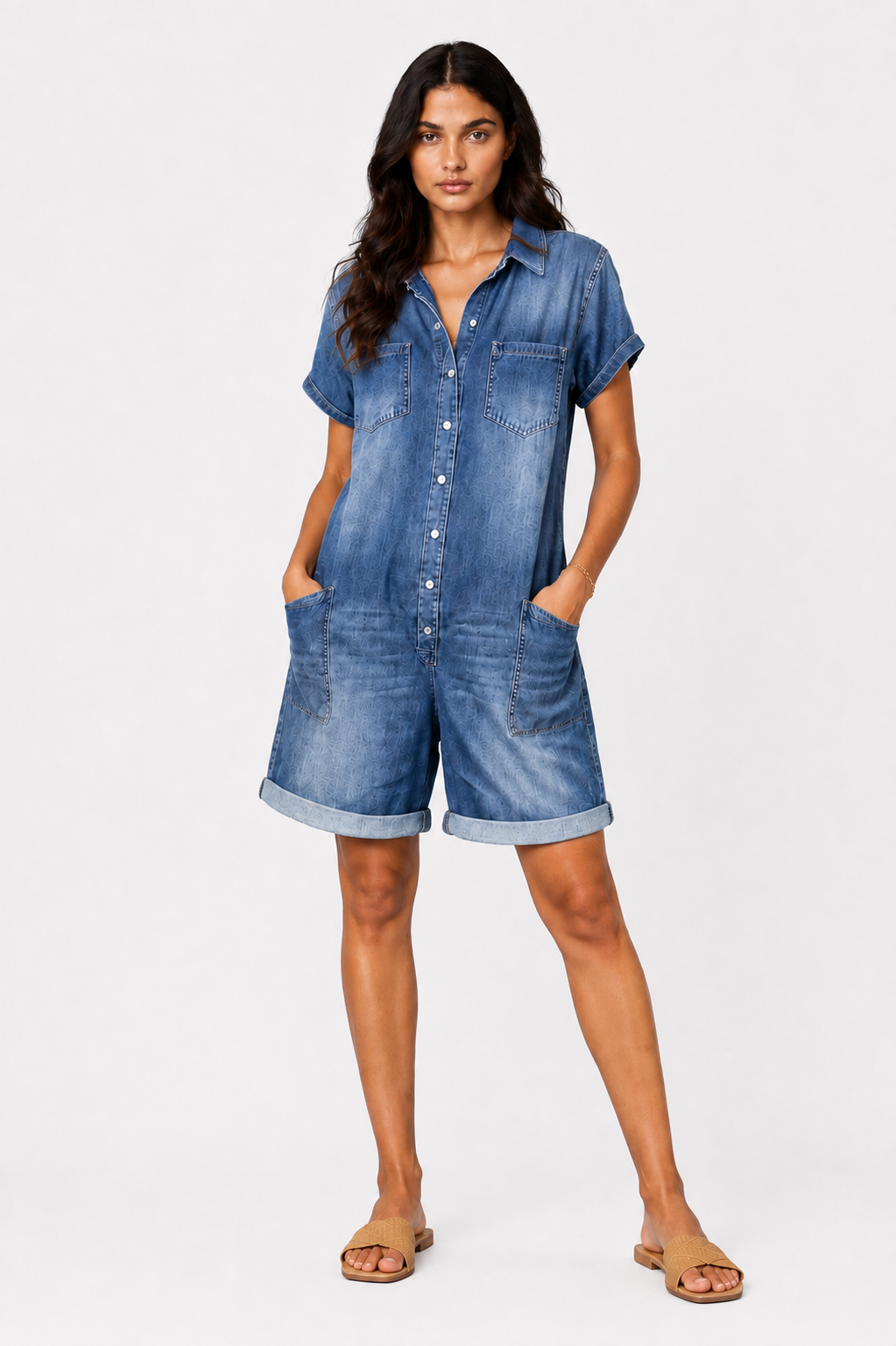 Harper Denim Utility Romper | SIMSHA
