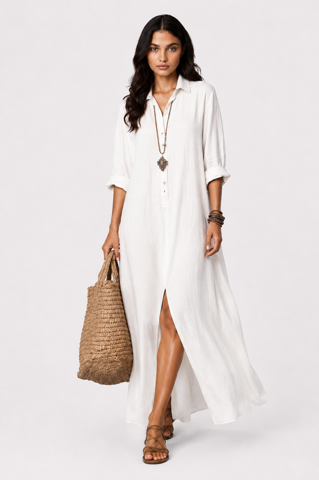 Azure Breeze Maxi Shirt Dress | SIMSHA