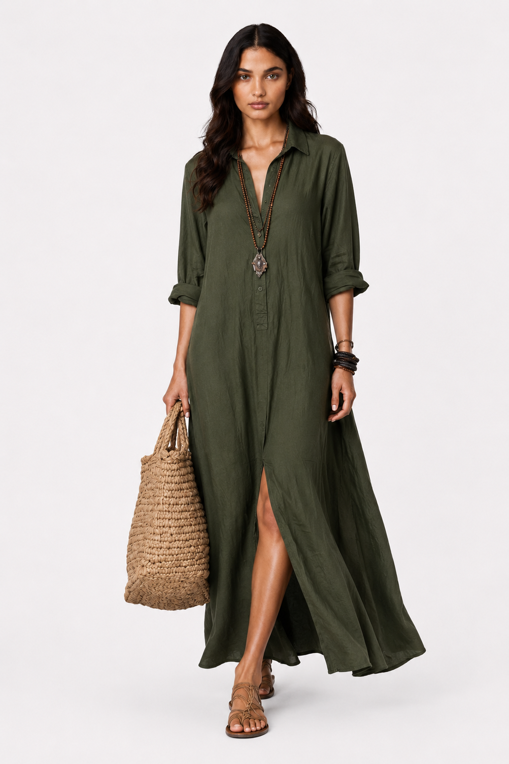 Azure Breeze Maxi Shirt Dress | SIMSHA