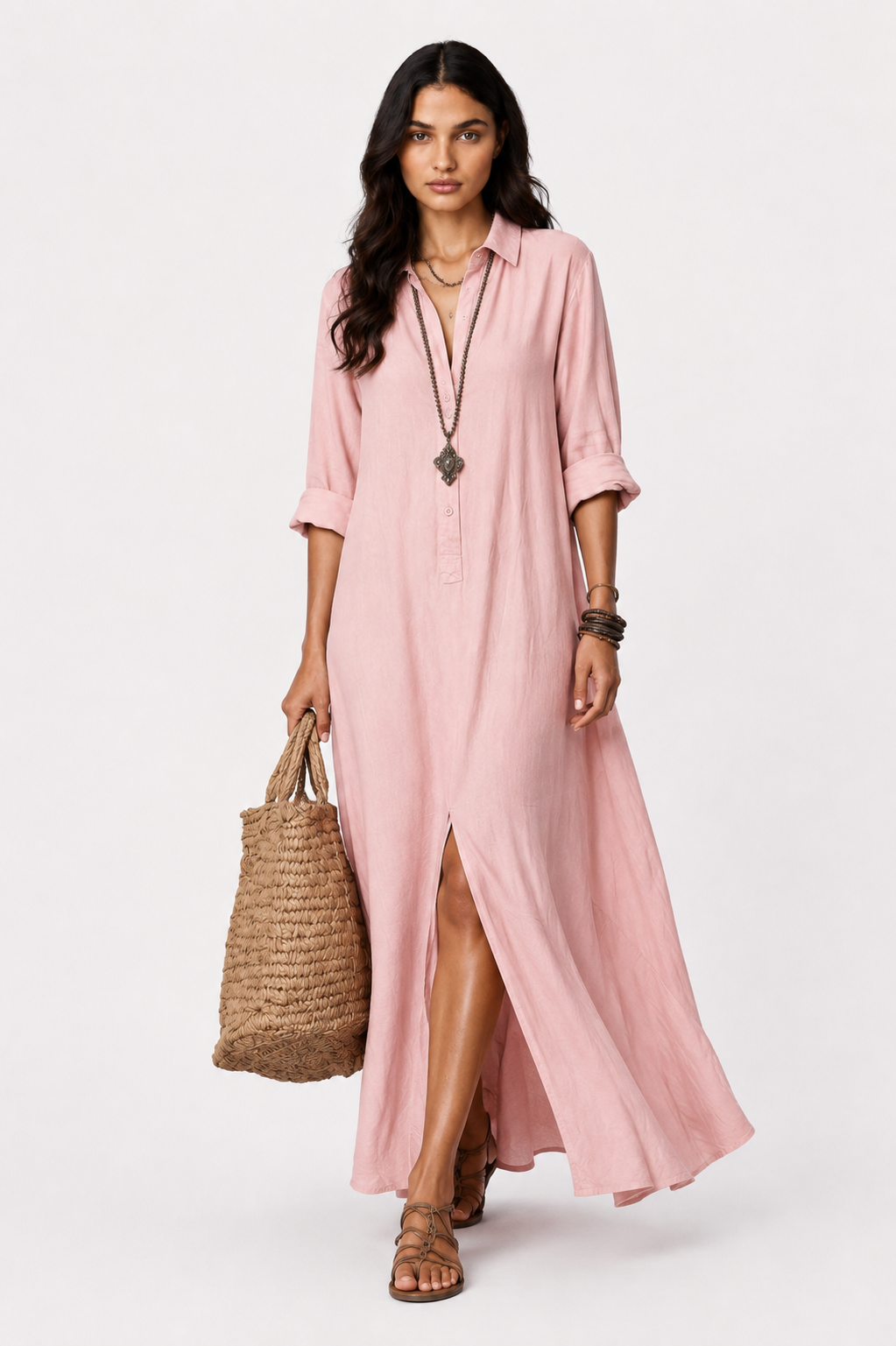 Azure Breeze Maxi Shirt Dress | SIMSHA