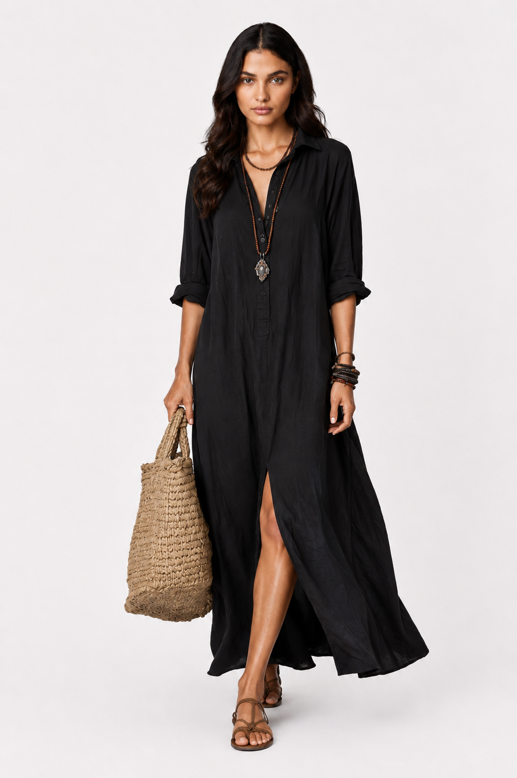 Azure Breeze Maxi Shirt Dress | SIMSHA