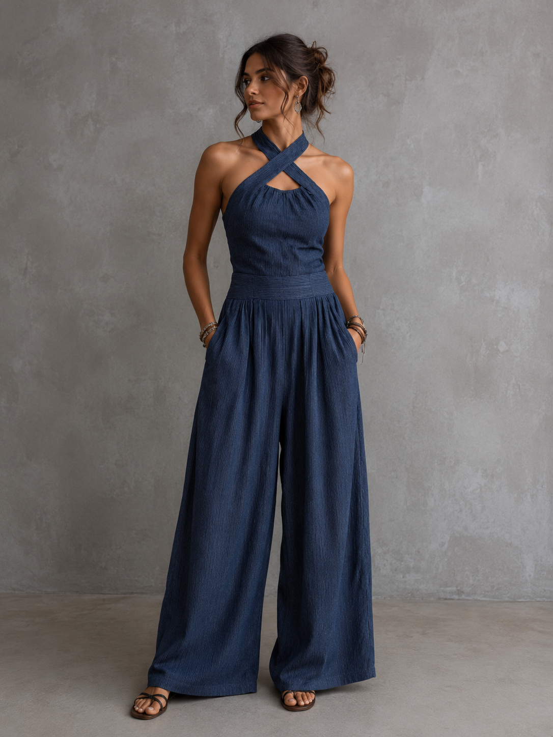 Midnight Elegance Halter Jumpsuit | SIMSHA