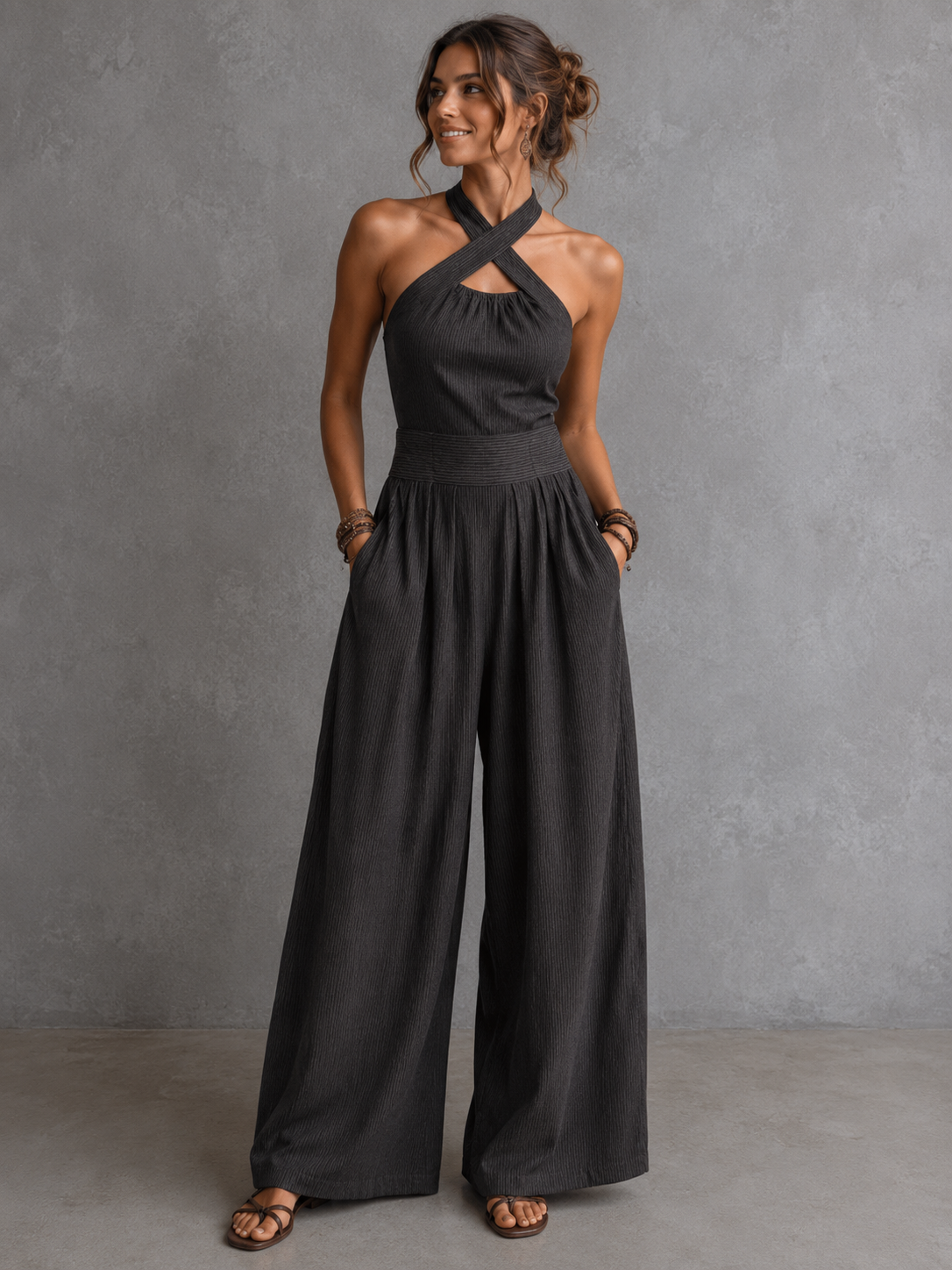Midnight Elegance Halter Jumpsuit | SIMSHA