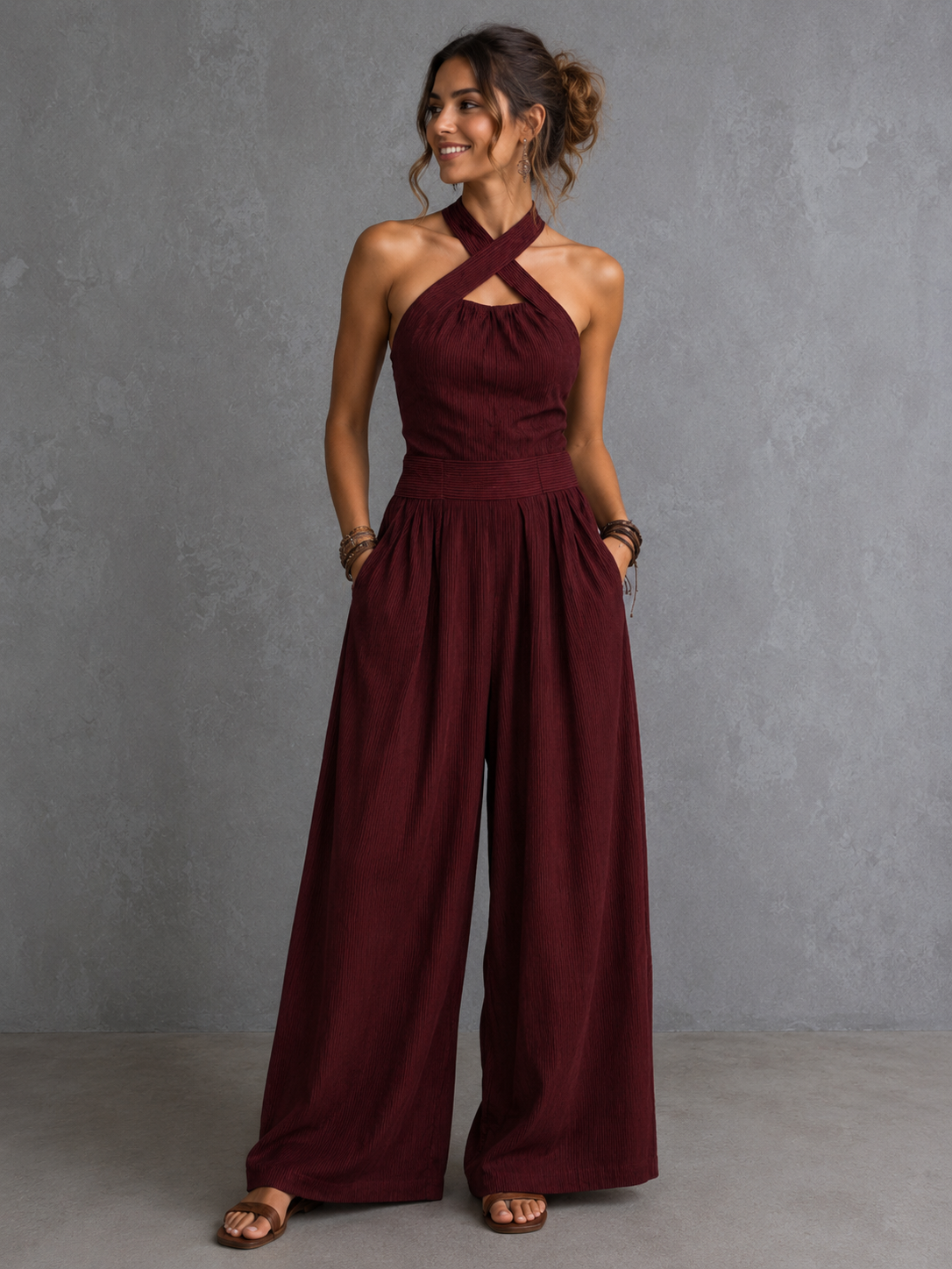 Midnight Elegance Halter Jumpsuit | SIMSHA