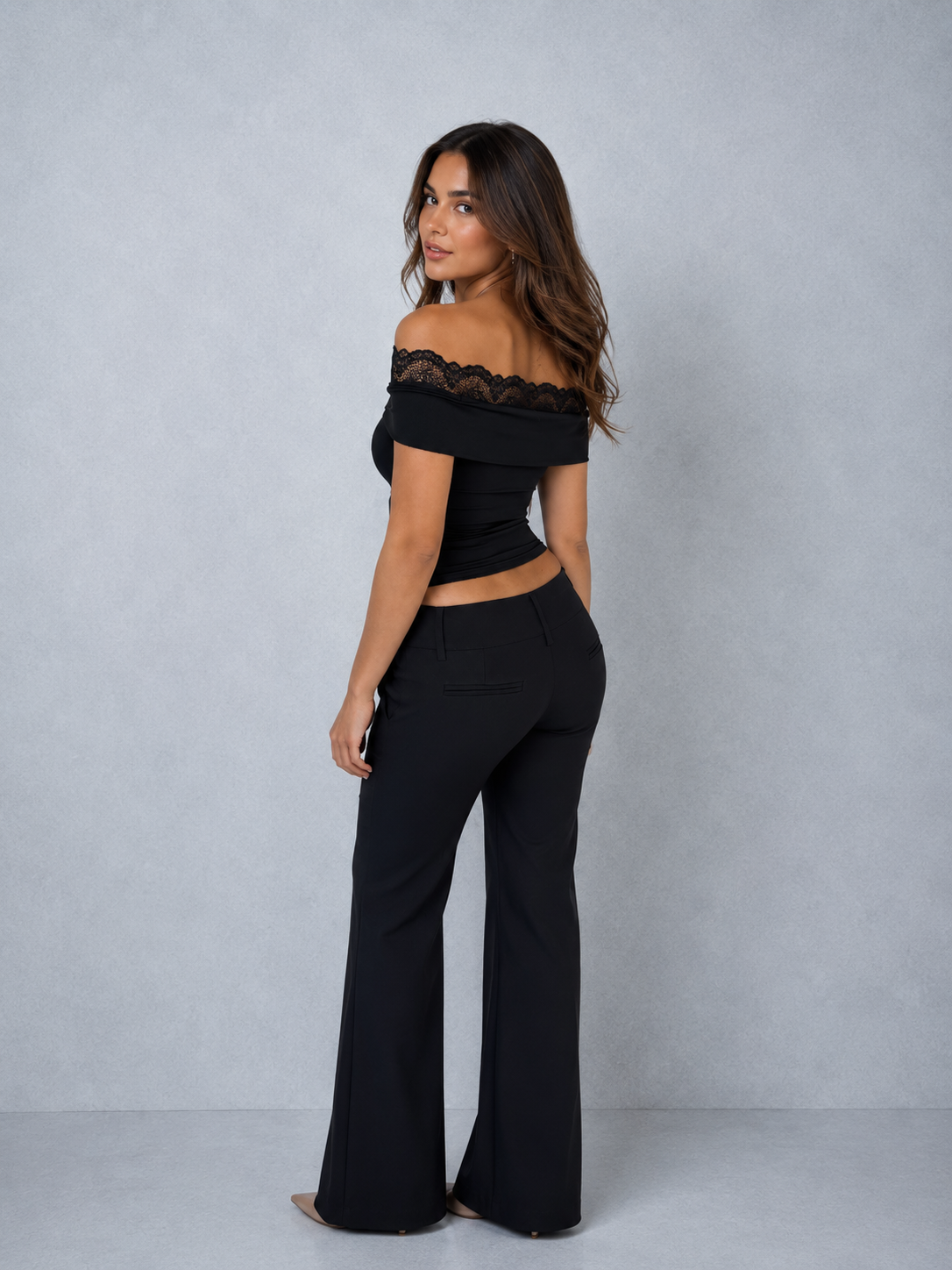 Noir Lace Off-Shoulder Top | SIMSHA