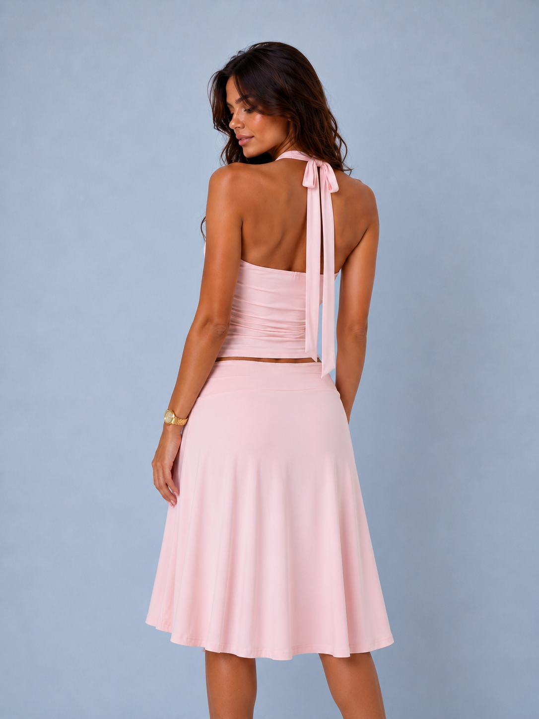 Blush Grace Halter Lace Set | SIMSHA
