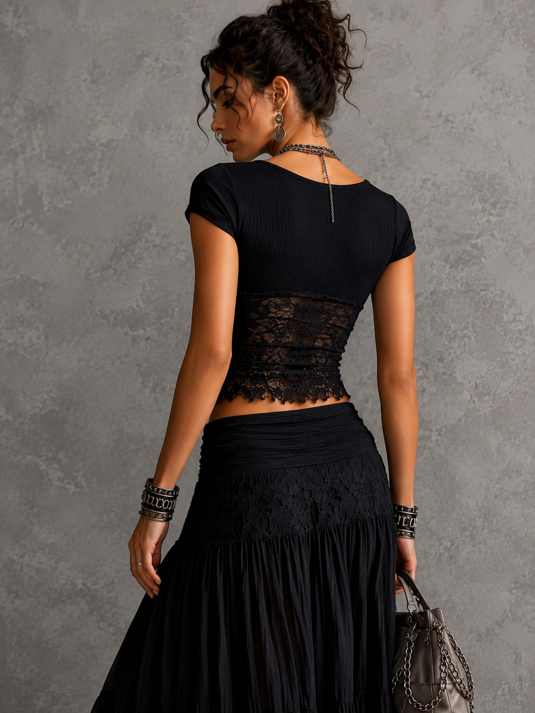 Noir Lace Maxi Set | SIMSHA