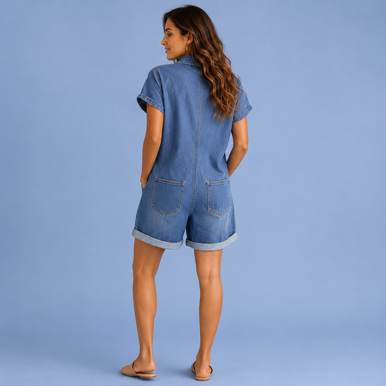 Harper Denim Utility Romper | SIMSHA