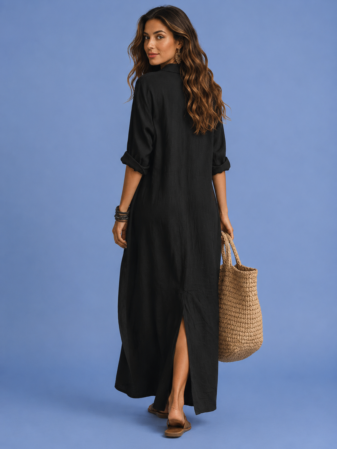Azure Breeze Maxi Shirt Dress | SIMSHA
