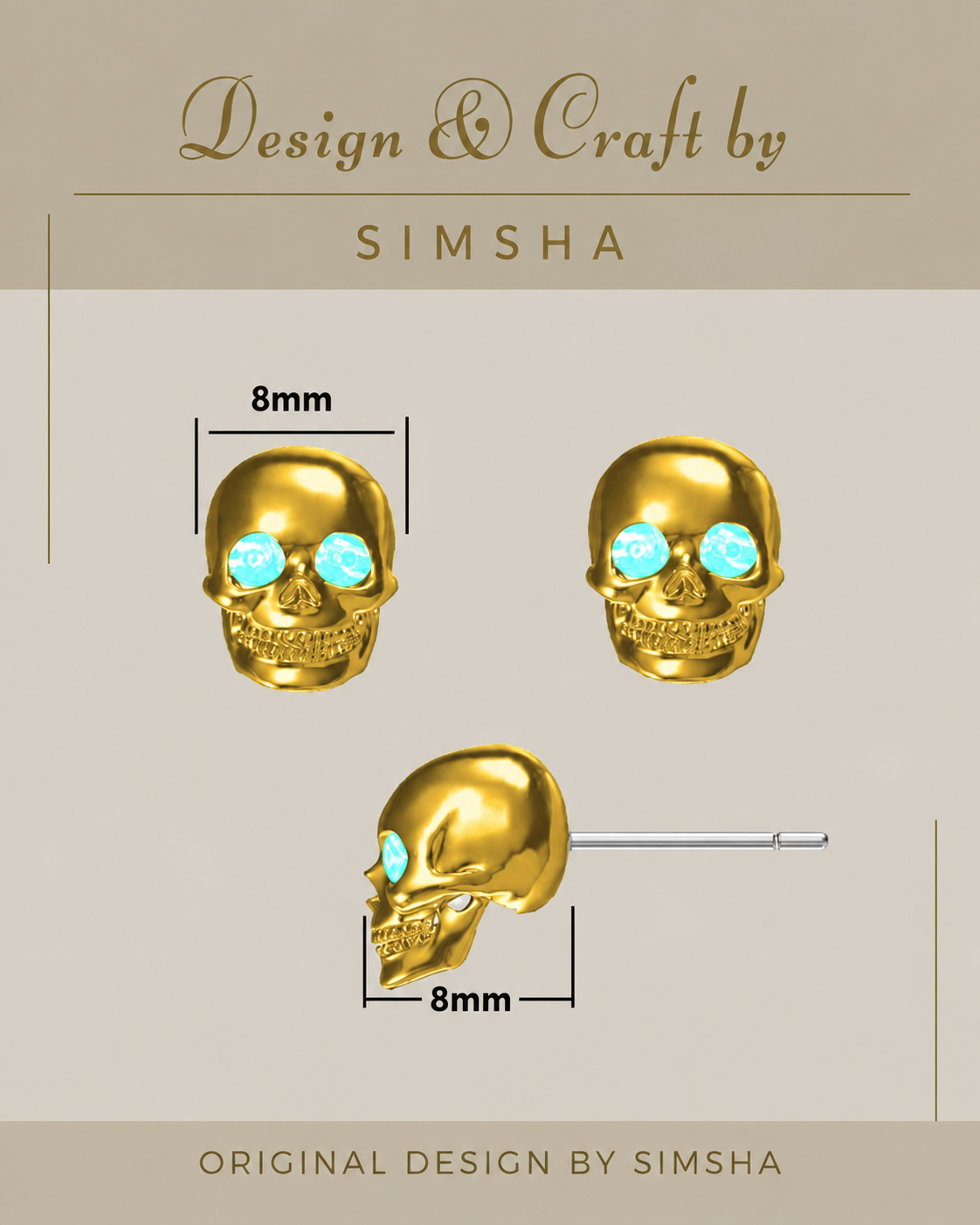 Elara™ Opal Skull Stud Earrings