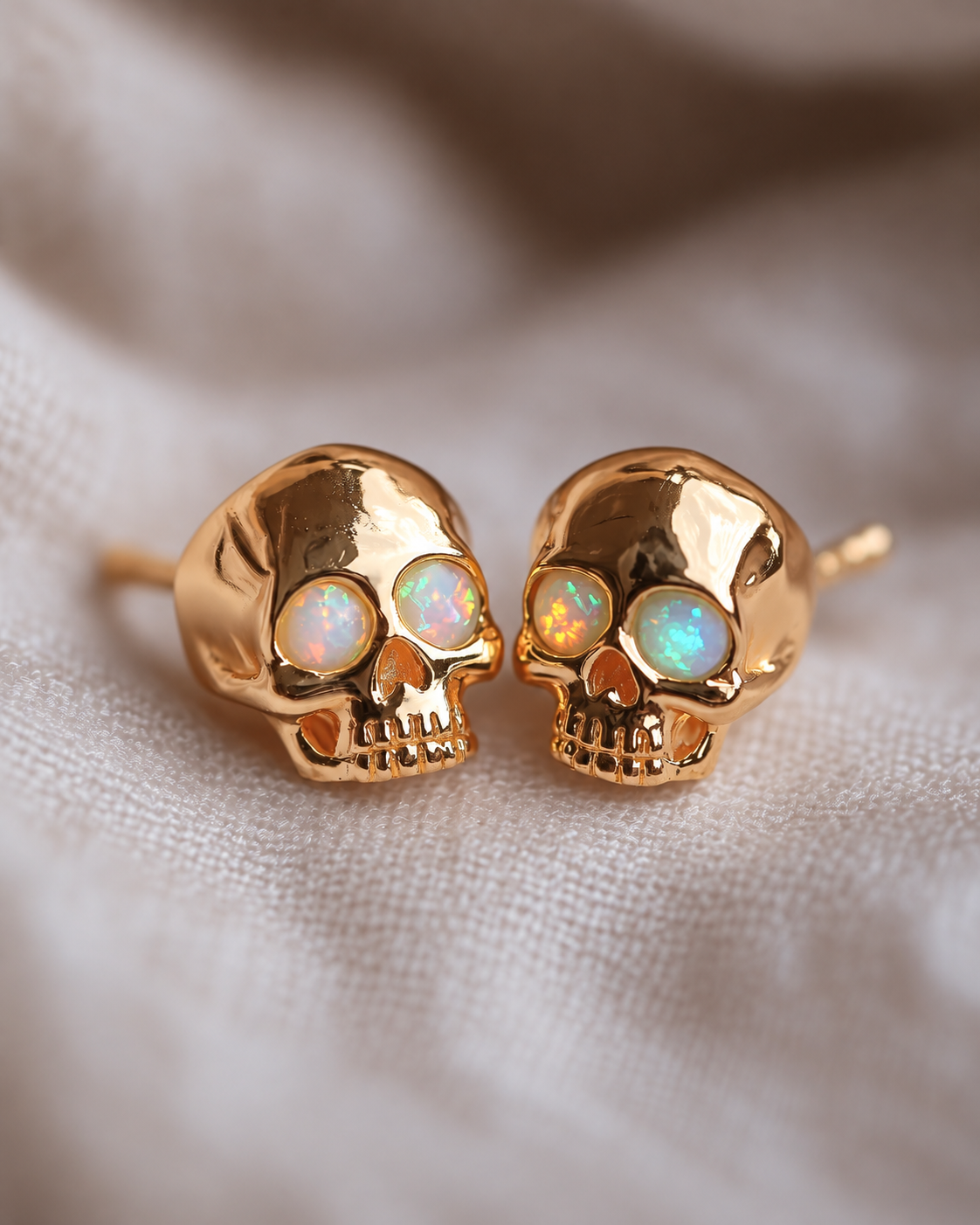 Elara™ Opal Skull Stud Earrings